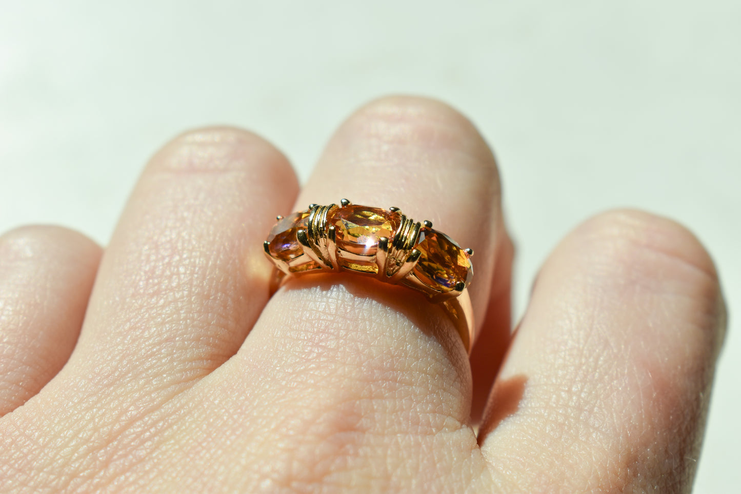Vintage 14k Yellow Gold Mystic Fire Topaz Ring Size 8