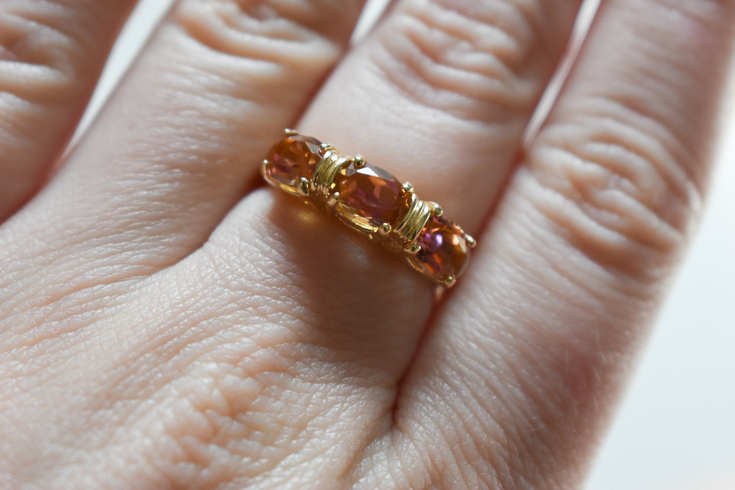 Vintage 14k Yellow Gold Mystic Fire Topaz Ring Size 8