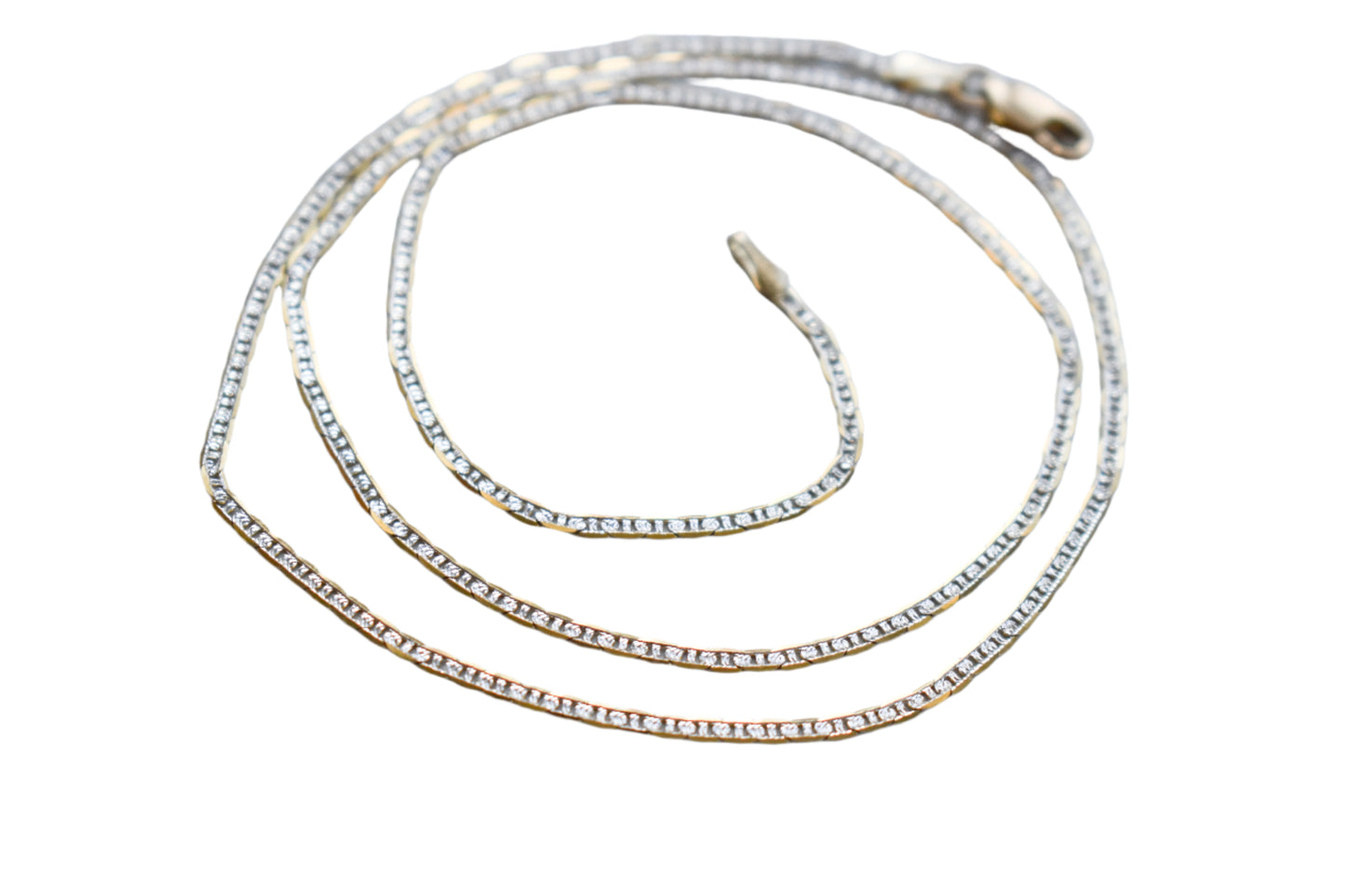 Vintage 10k Two-Tone Gold Pave Mariner Link Chain Necklace 5 available in different sizes