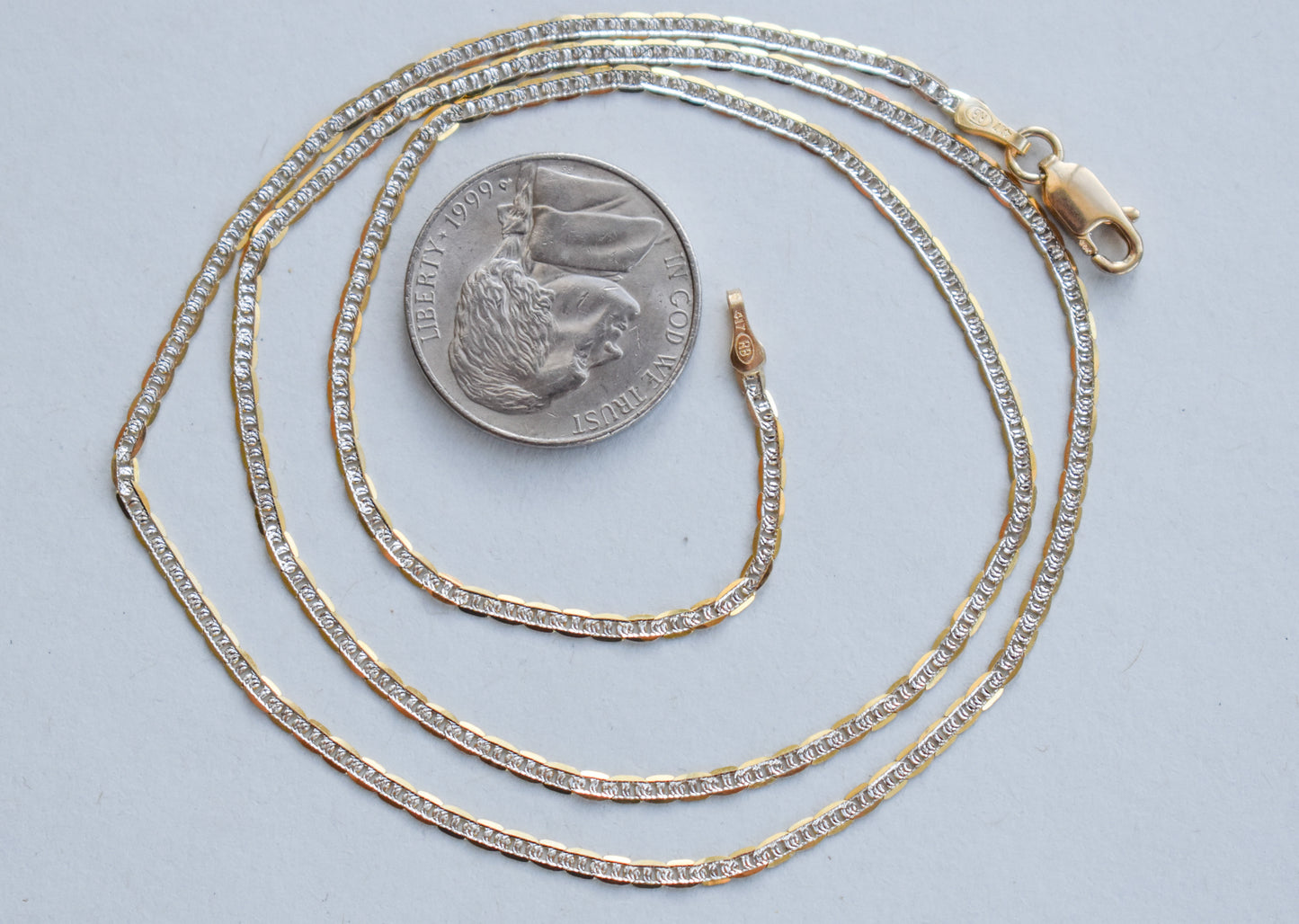 Vintage 10k Two-Tone Gold Pave Mariner Link Chain Necklace 5 available in different sizes