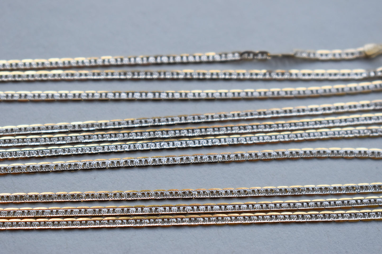 Vintage 10k Two-Tone Gold Pave Mariner Link Chain Necklace 5 available in different sizes