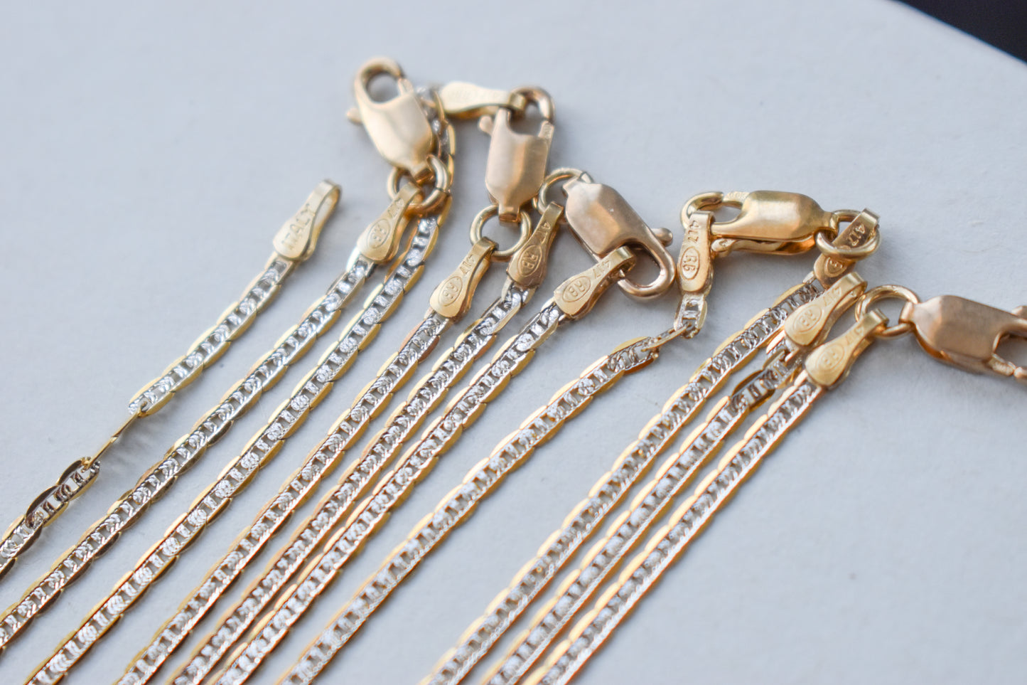 Vintage 10k Two-Tone Gold Pave Mariner Link Chain Necklace 5 available in different sizes