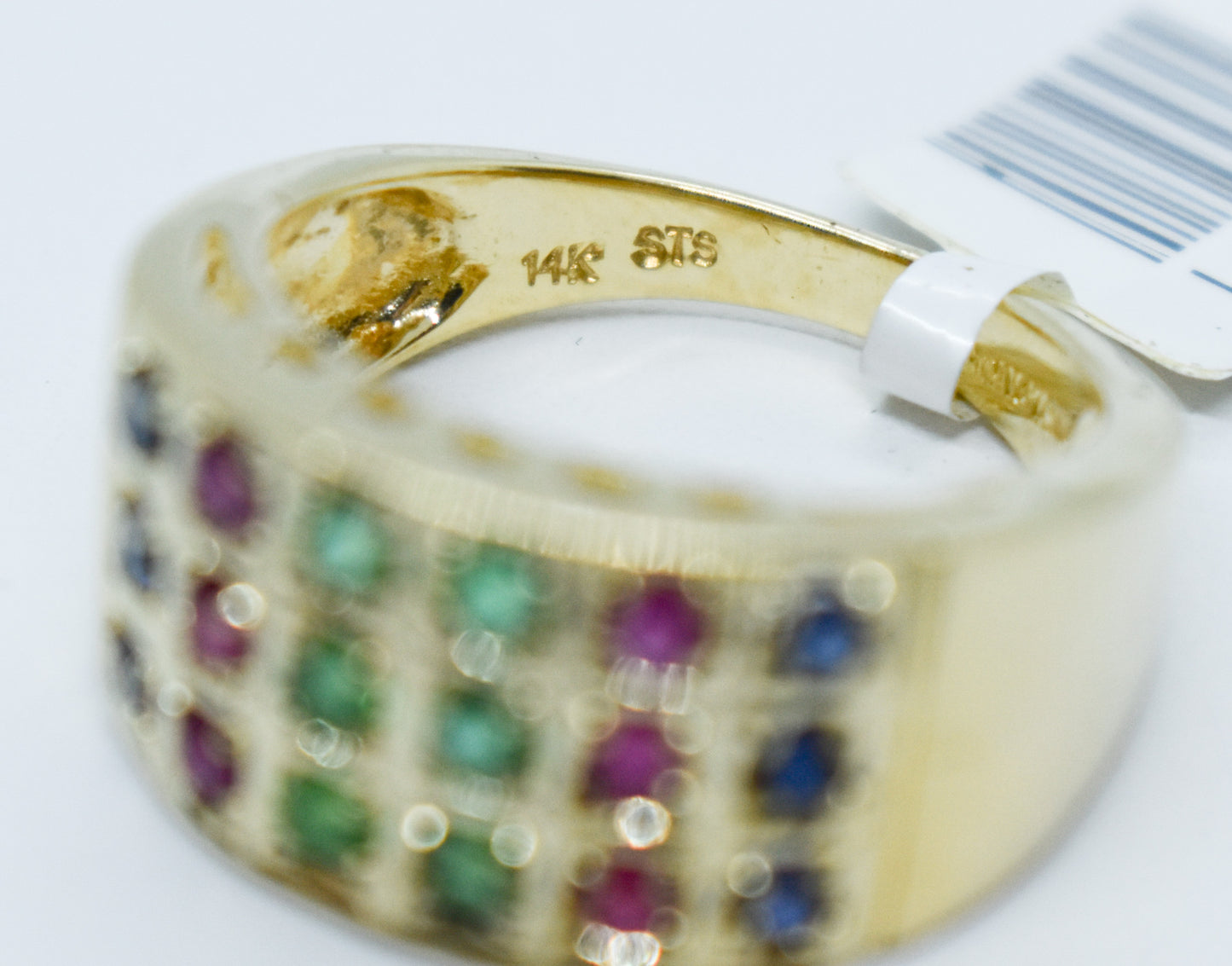 Vintage 14k Yellow Gold Emerald Sapphire and Ruby Ring Size 7 1/4