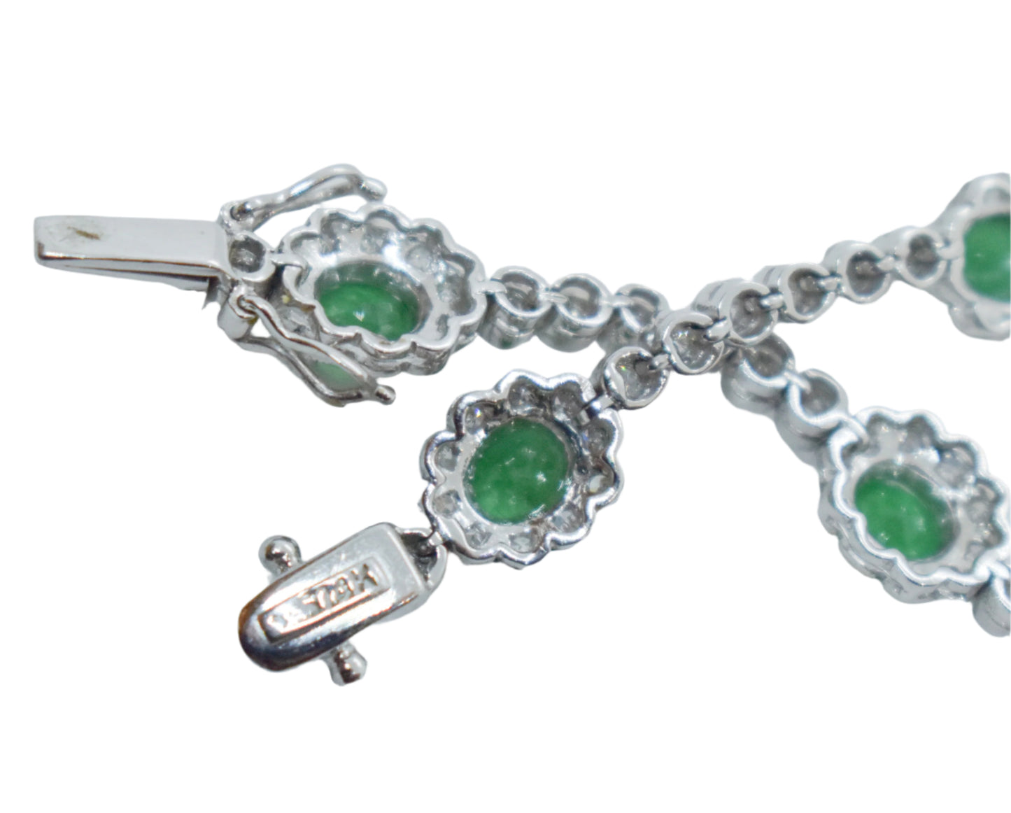 Vintage 14k White Gold Emerald and Diamond Tennis Bracelet Size 7 1/2"
