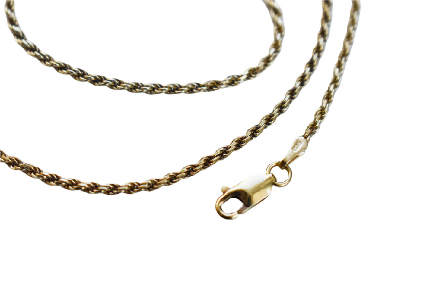Vintage 14k Yellow Gold Solid Rope Chain Necklace 16 1/4"