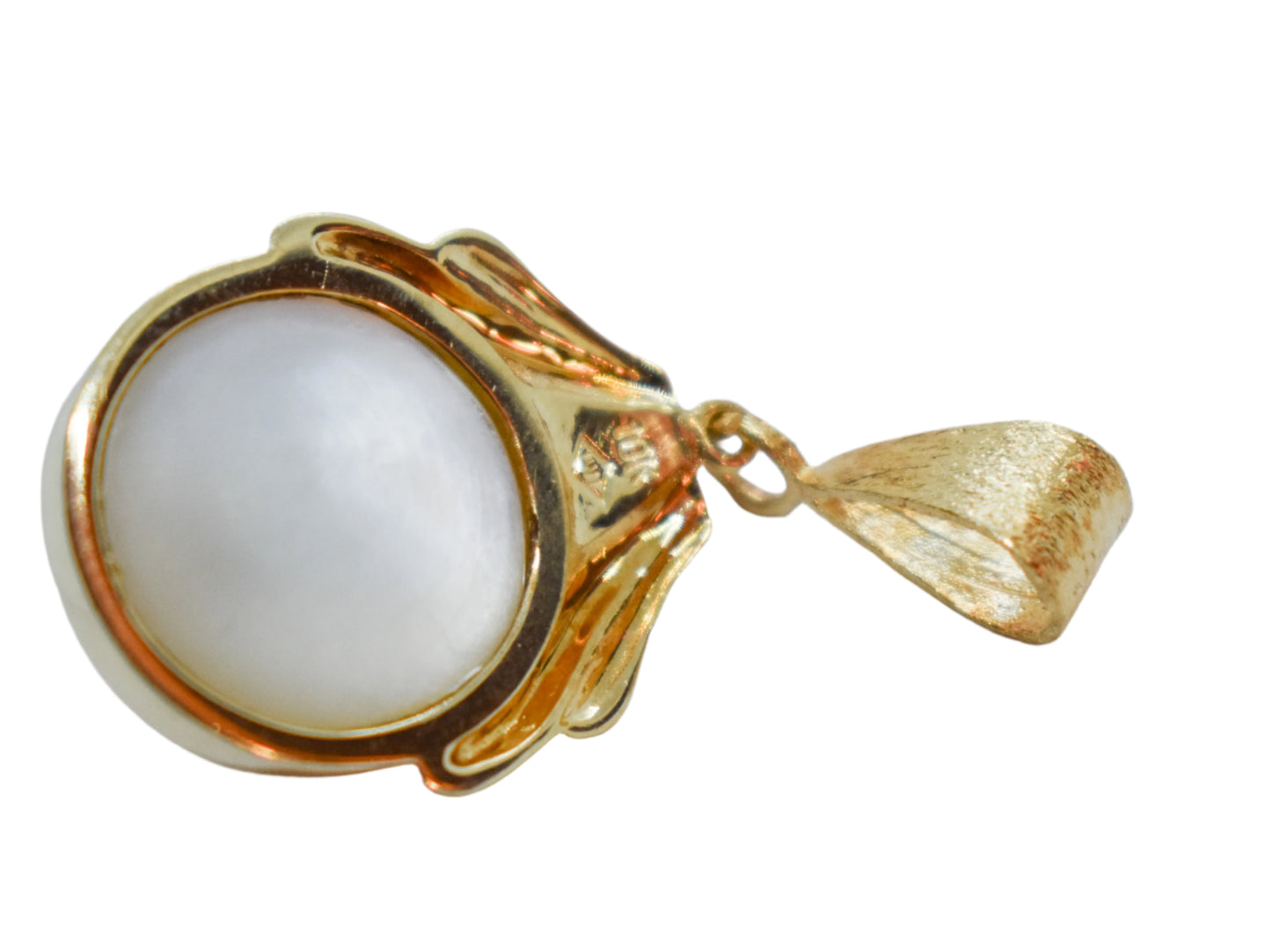 Vintage 10k Yellow Gold Mabe Pearl Pendant