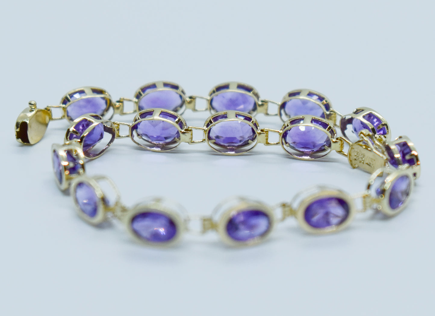 Vintage 14k Yellow Gold Amethyst Bracelet 7 1/2"