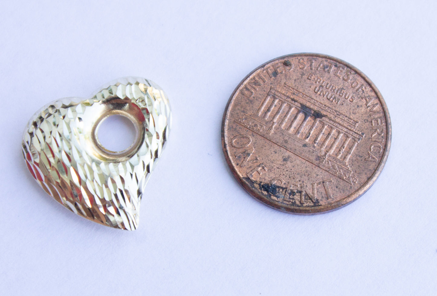 Vintage 14k Yellow Gold Hollow Heart Earrings Enhancer or Pendant