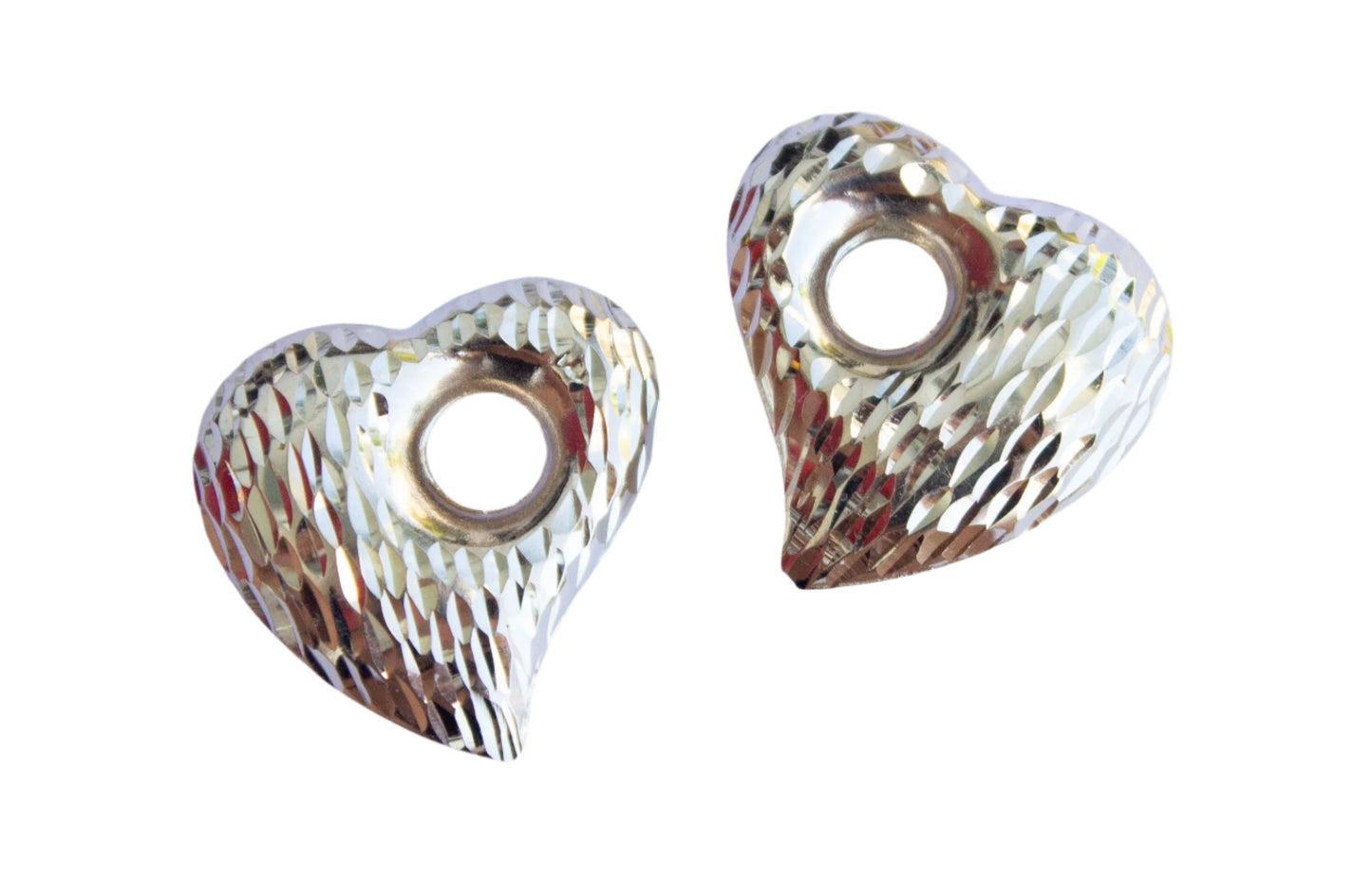 Vintage 14k Yellow Gold Hollow Heart Earrings Enhancer or Pendant