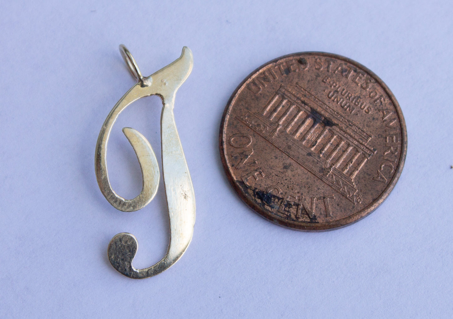 Vintage 14k Yellow Gold T Letter Initial Pendant