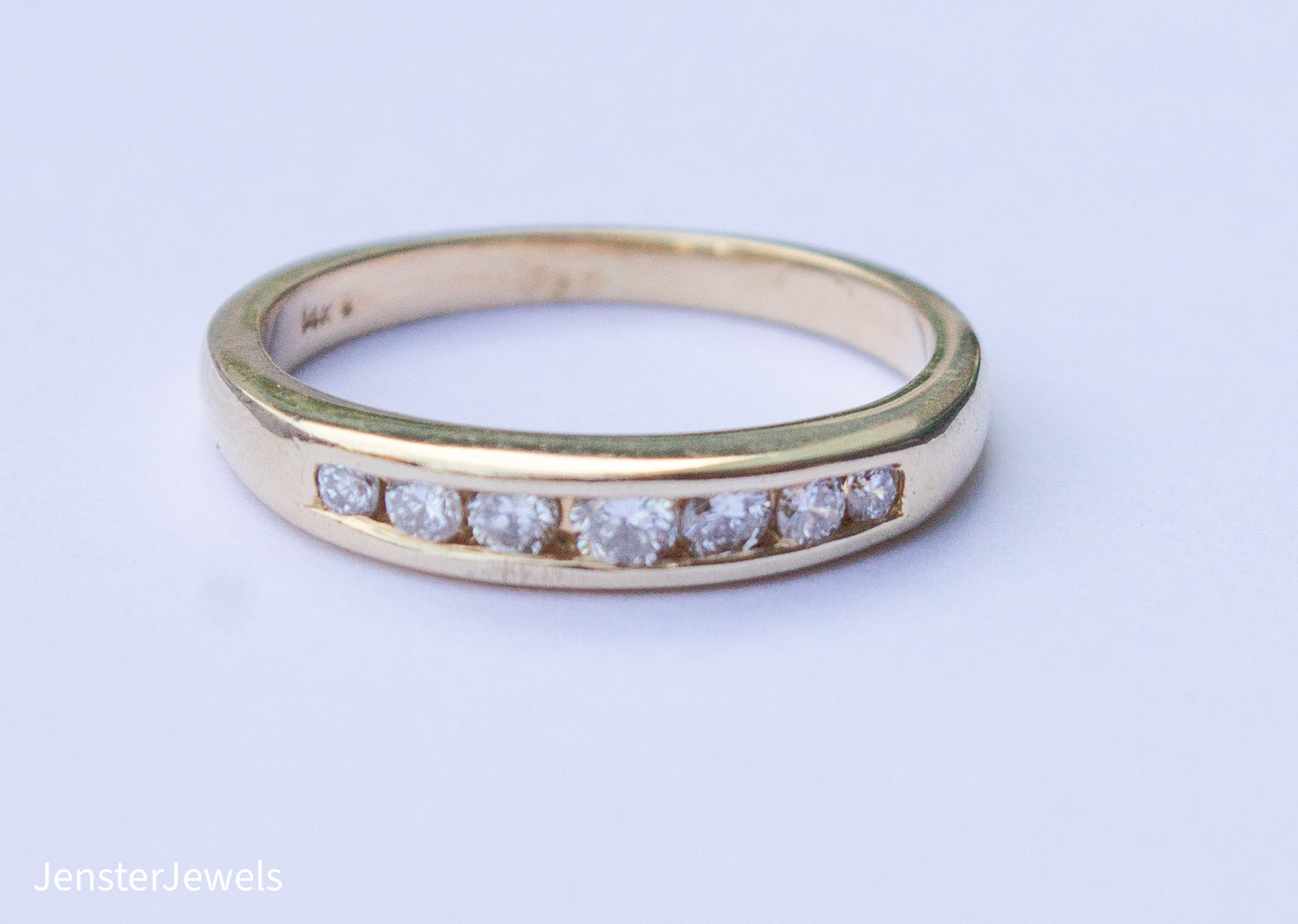 Vintage 14K Yellow Gold Natural Diamond Band Size 5 1/2 .25CTW