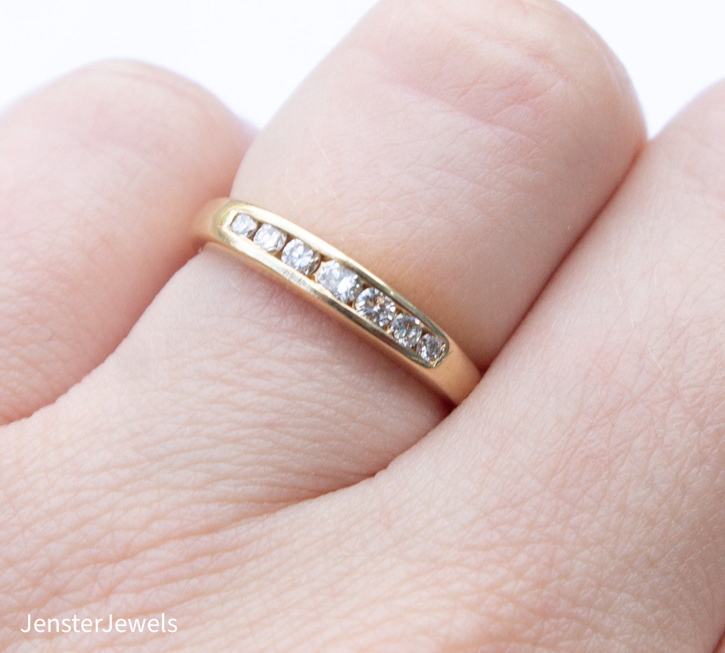Vintage 14K Yellow Gold Natural Diamond Band Size 5 1/2 .25CTW