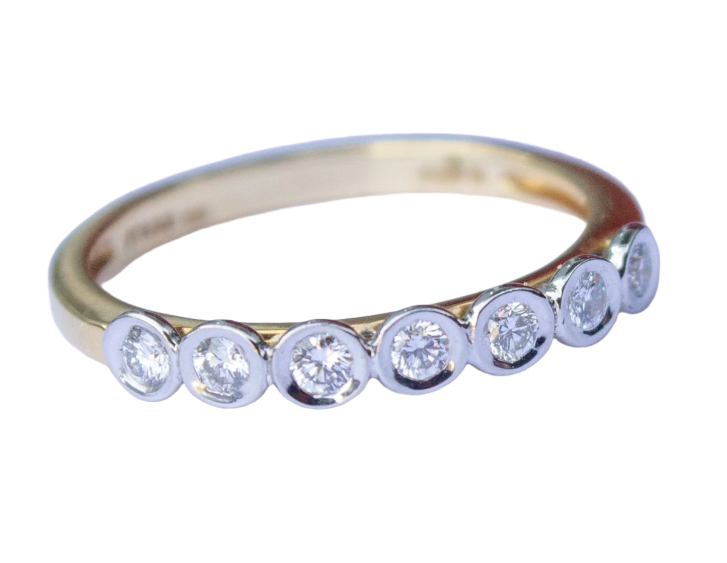 Vintage 18K Yellow Gold and Platinum Natural Diamond Band Size 7 (.25CTW)