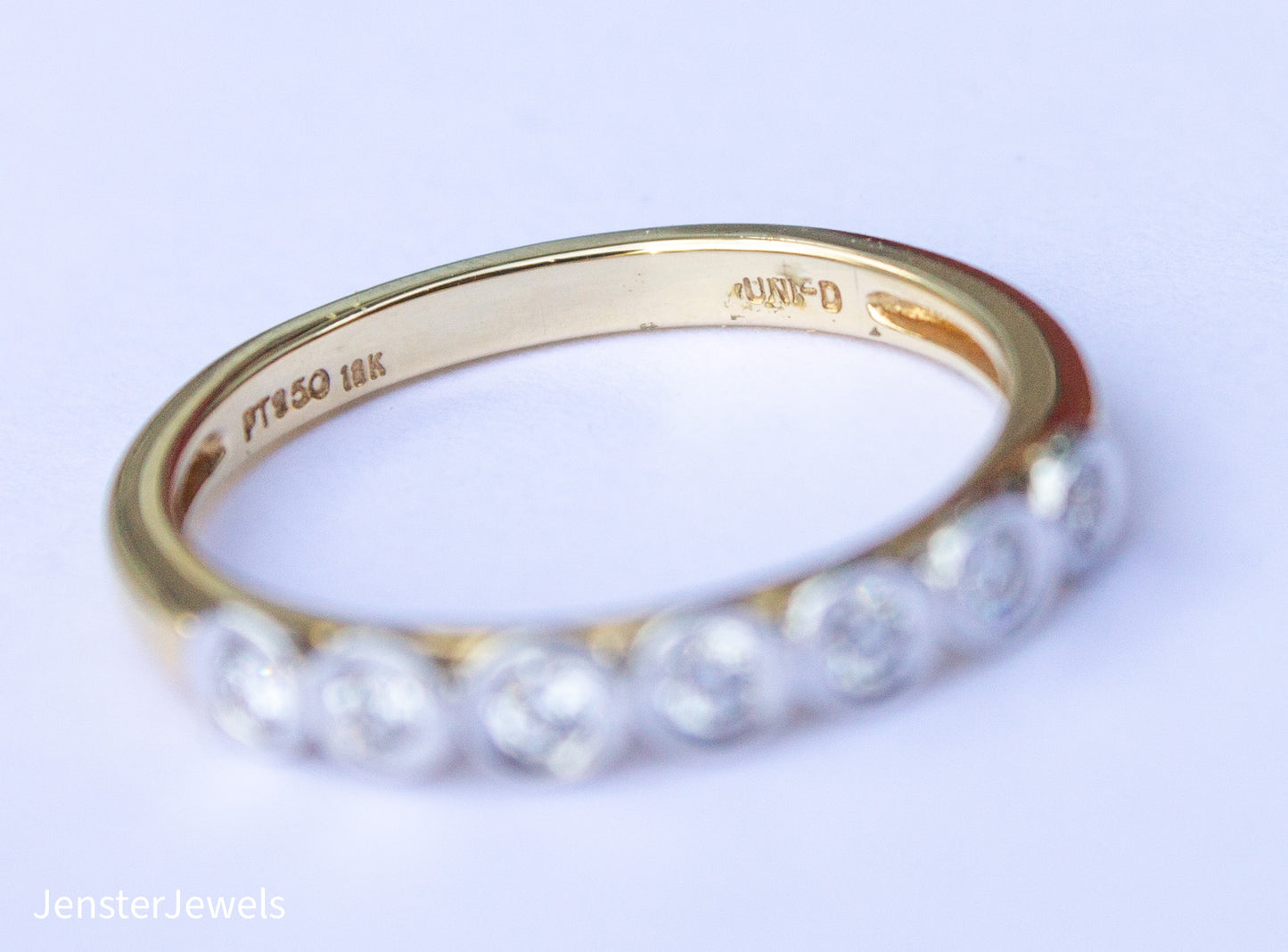 Vintage 18K Yellow Gold and Platinum Natural Diamond Band Size 7 (.25CTW)