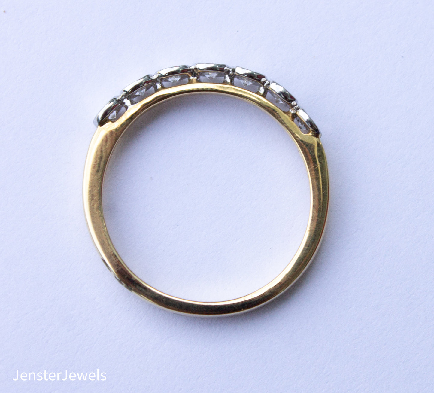 Vintage 18K Yellow Gold and Platinum Natural Diamond Band Size 7 (.25CTW)