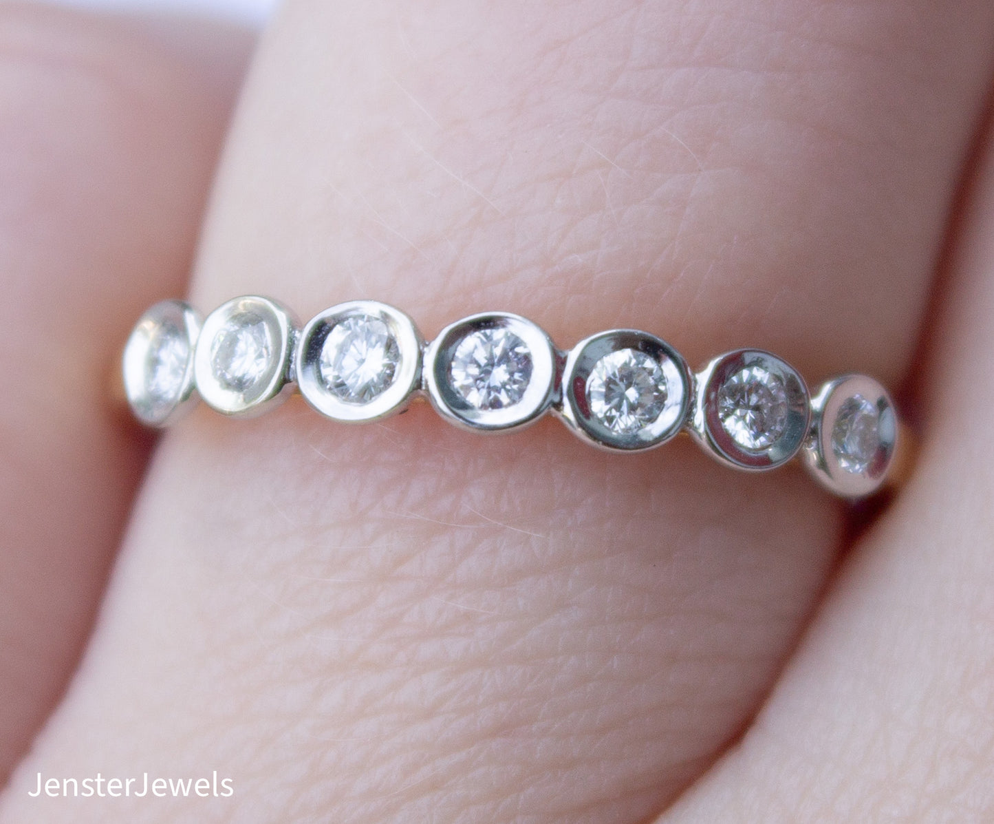 Vintage 18K Yellow Gold and Platinum Natural Diamond Band Size 7 (.25CTW)