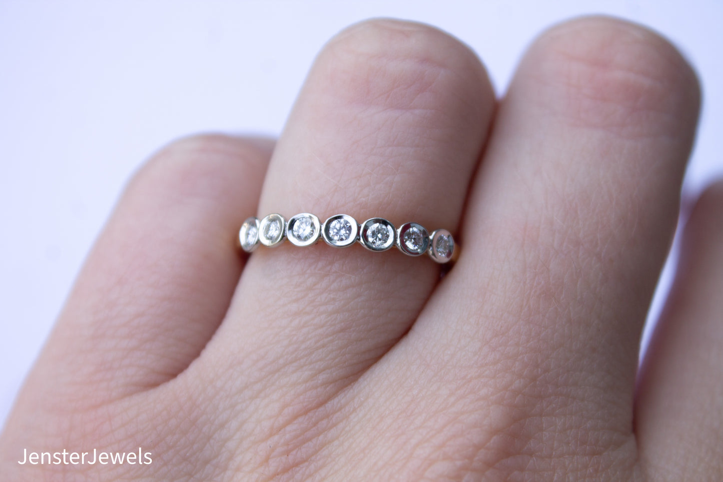 Vintage 18K Yellow Gold and Platinum Natural Diamond Band Size 7 (.25CTW)