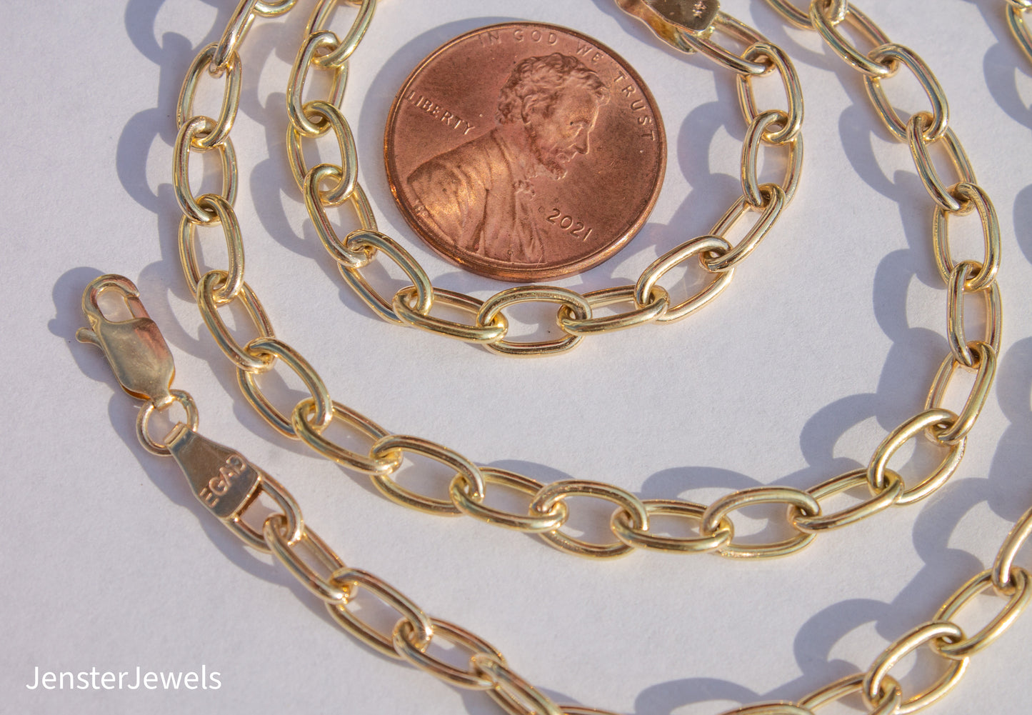 Handmade 14K Yellow Gold Oval Link Chain Necklace 16 1/2"