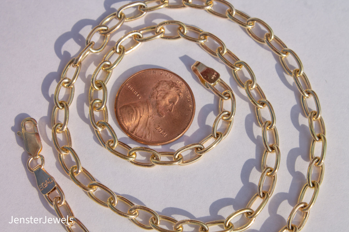 Handmade 14K Yellow Gold Oval Link Chain Necklace 16 1/2"
