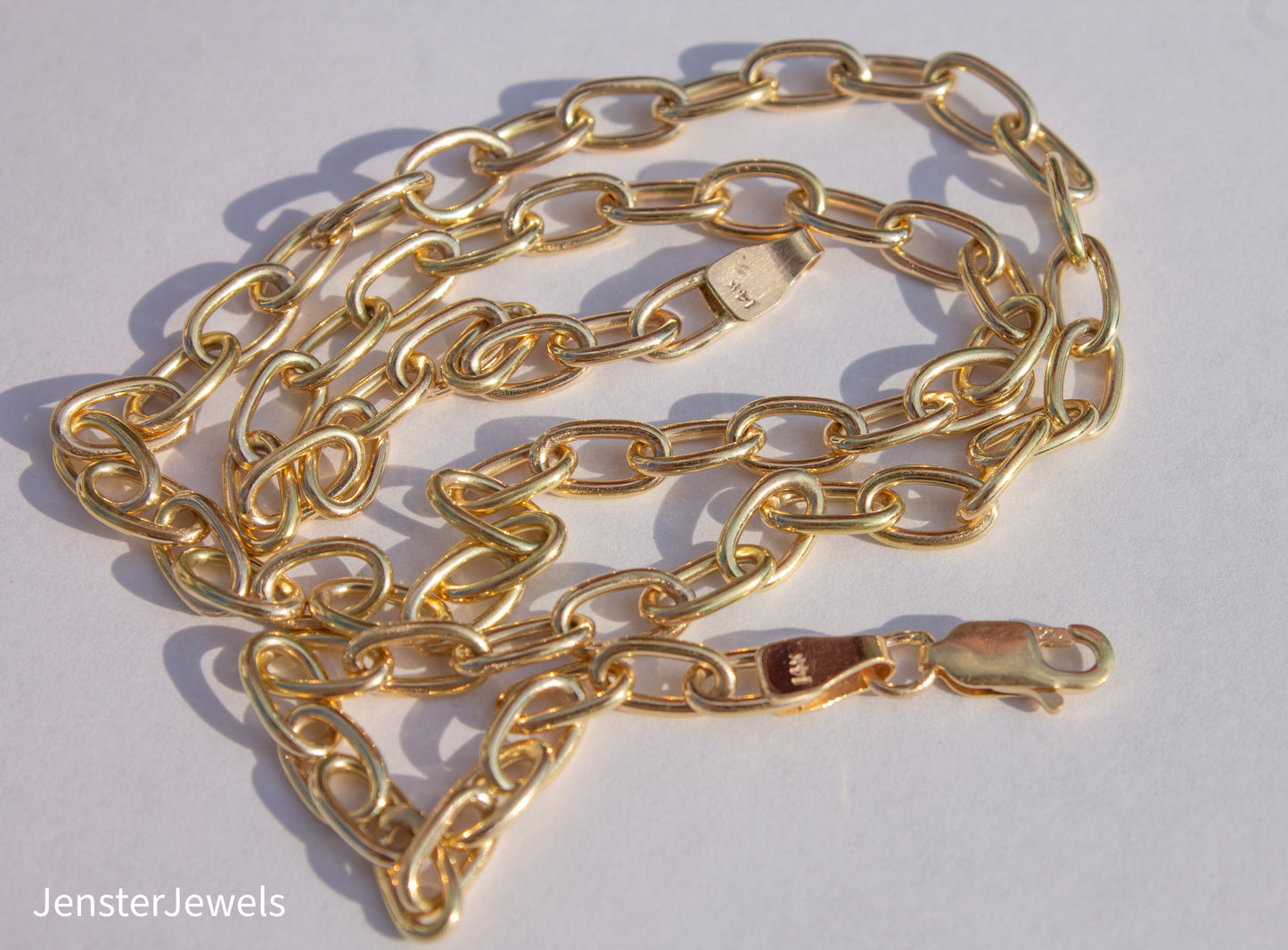 Handmade 14K Yellow Gold Oval Link Chain Necklace 16 1/2"