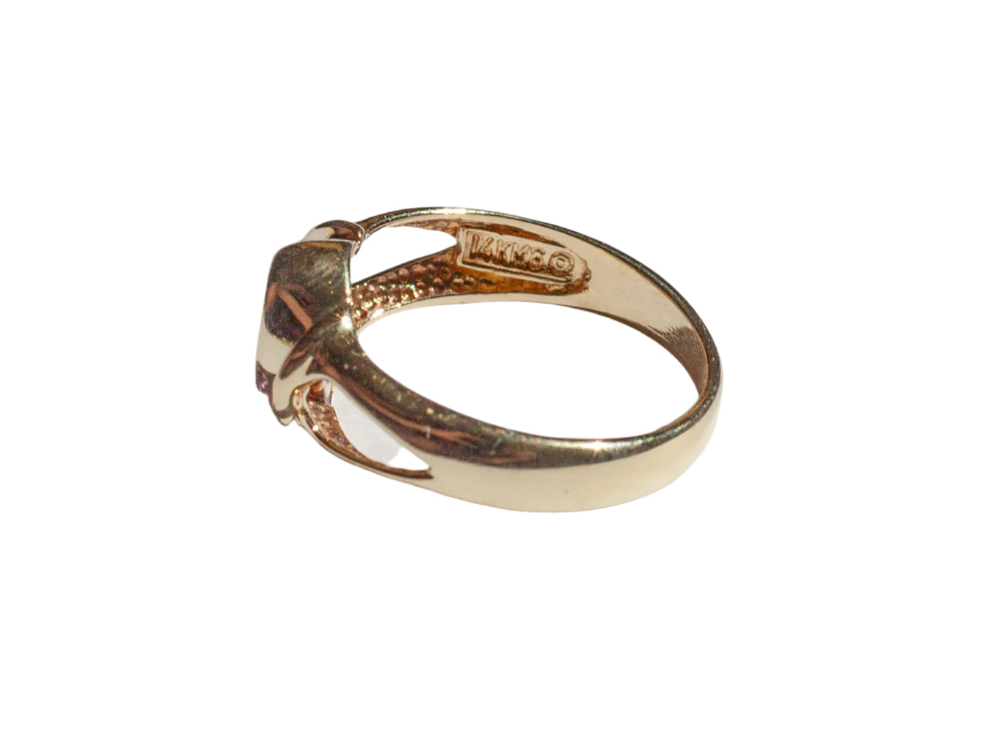 Vintage 14k Yellow Gold Bezel Set Amethyst Ring Size 6