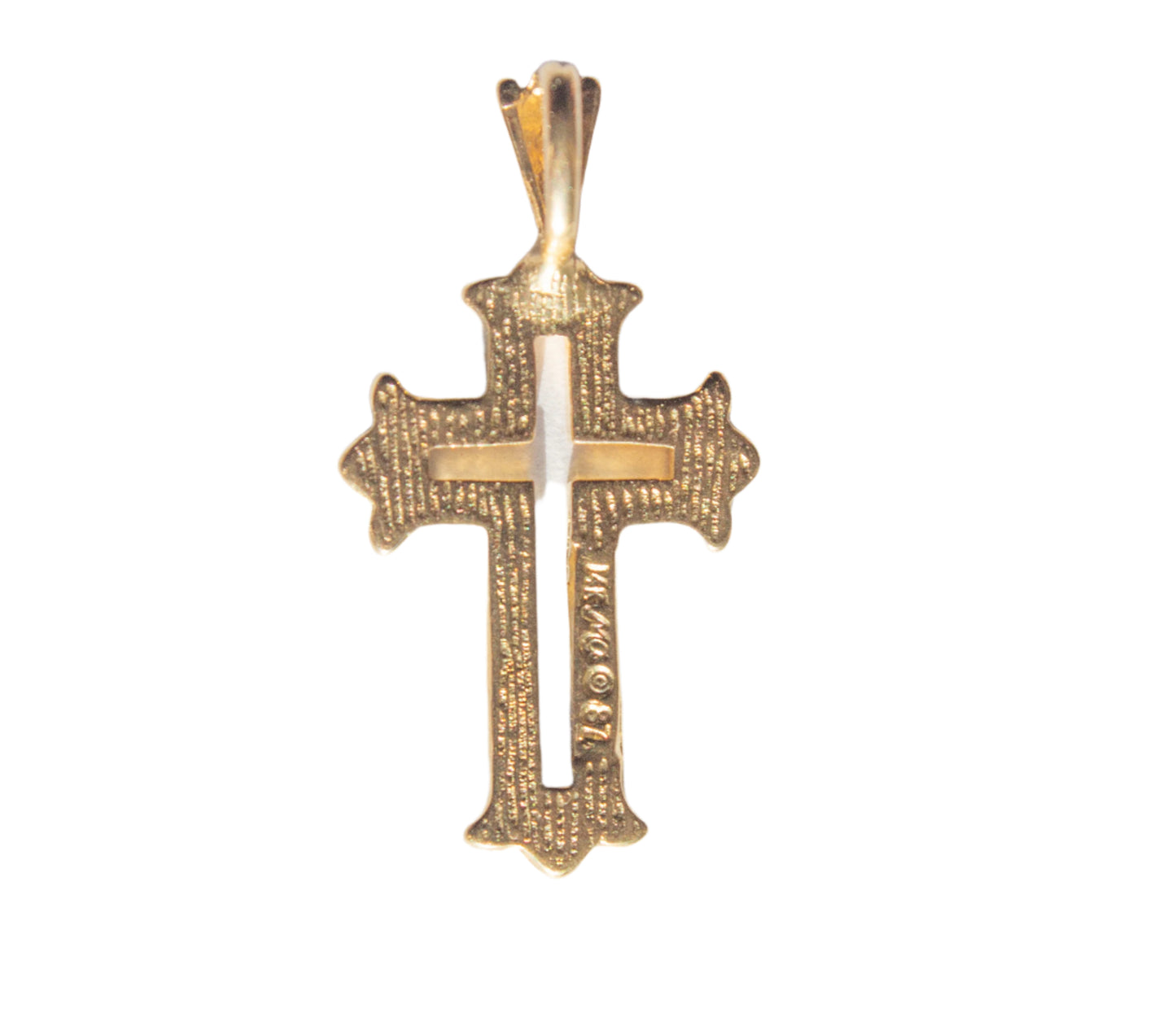 Vintage 14k yellow Gold Black Enamel Inlay Michael Anthony Cross Pendant