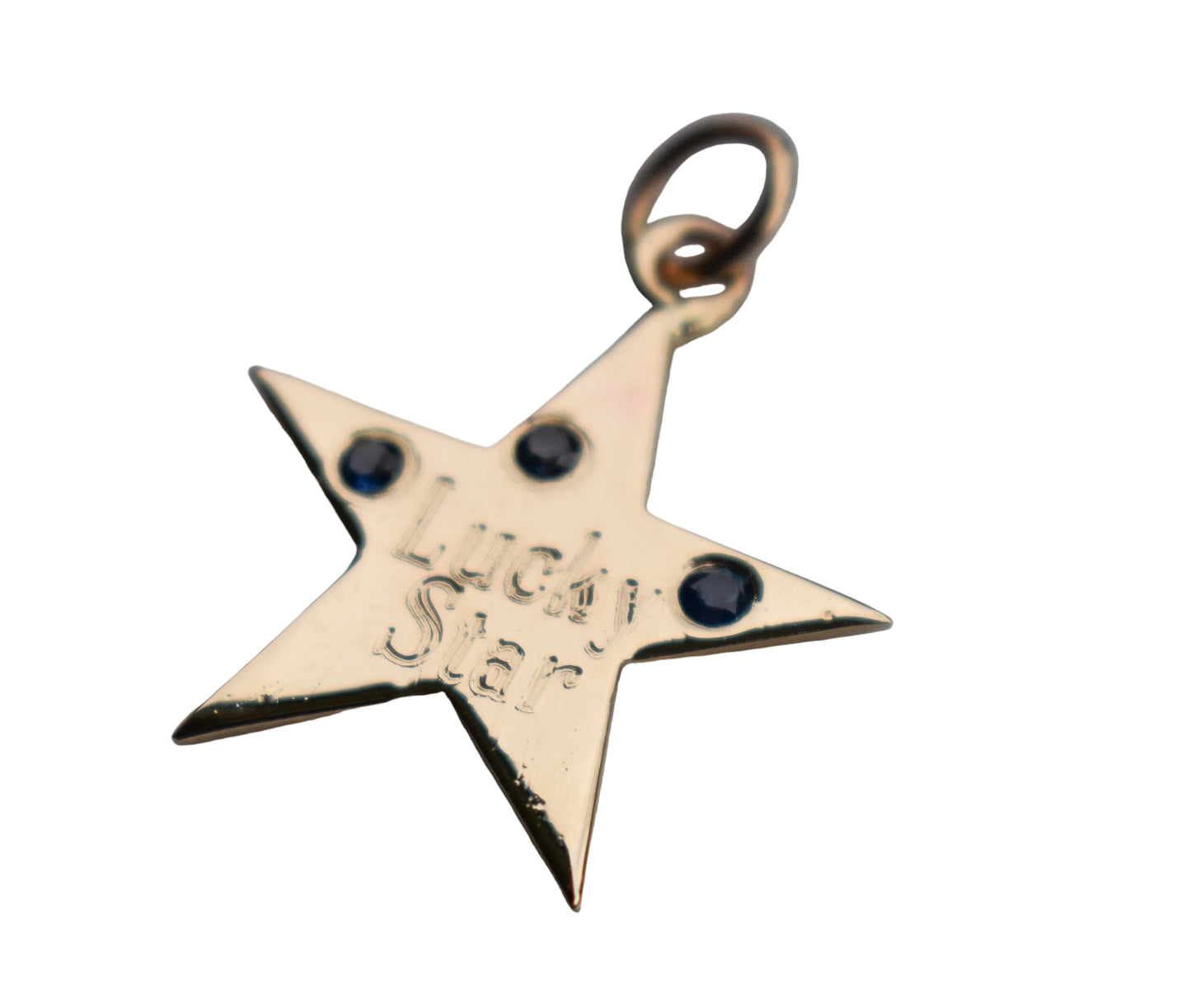 Handmade 14k Yellow Gold Lucky Star Sapphire Pendant