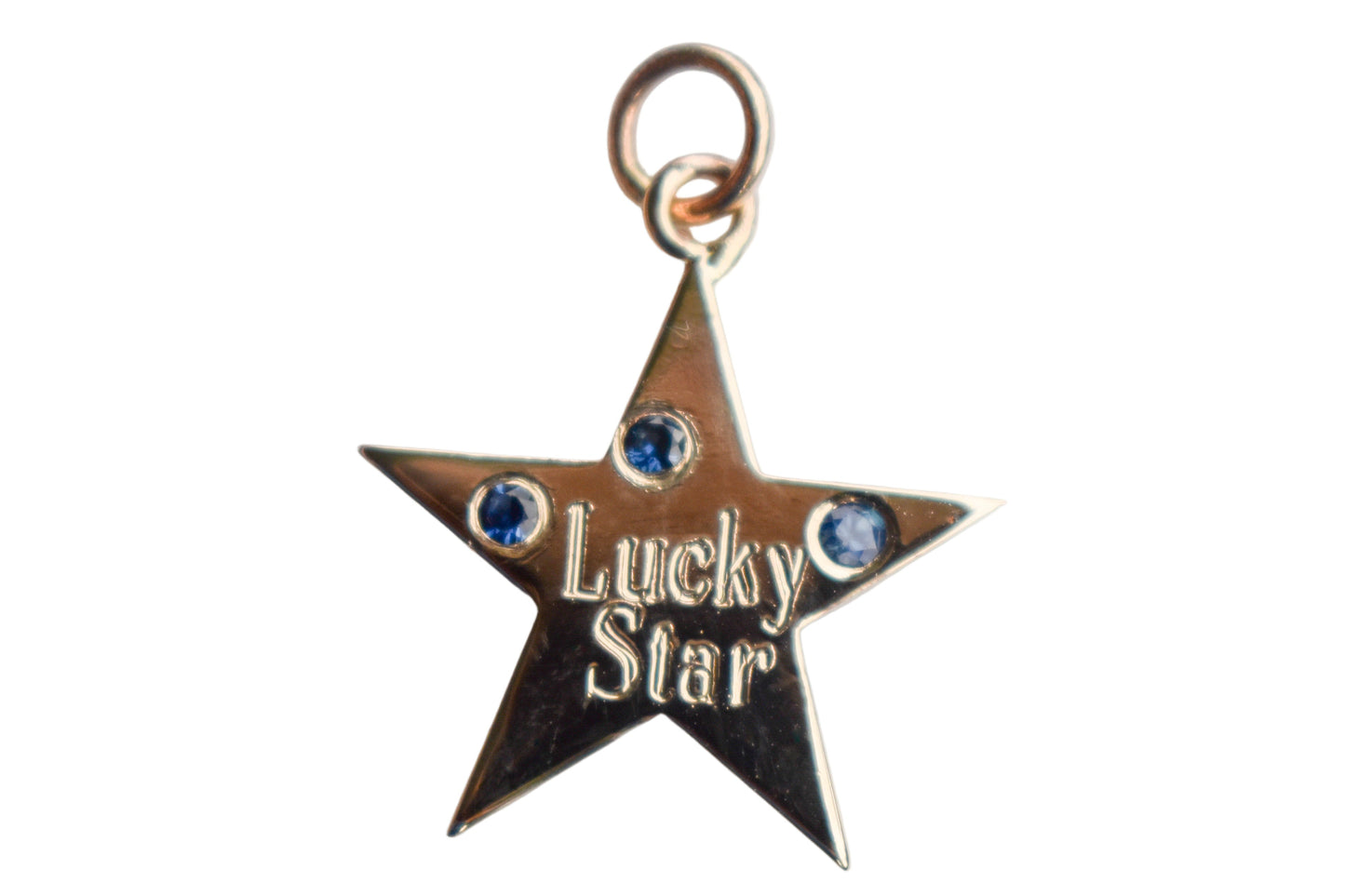 Handmade 14k Yellow Gold Lucky Star Sapphire Pendant