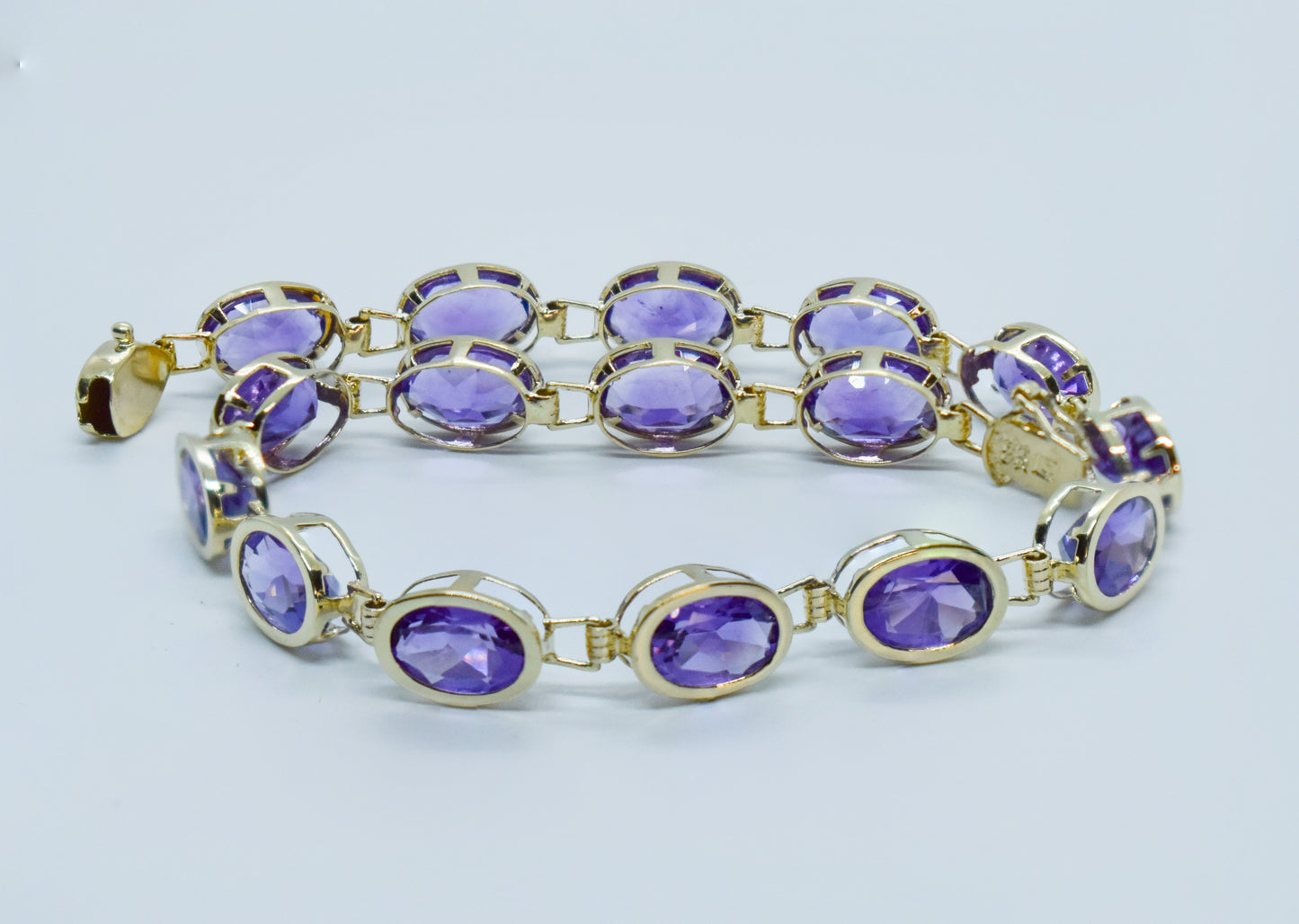 Vintage 14k Yellow Gold Amethyst Bracelet 7 1/2"