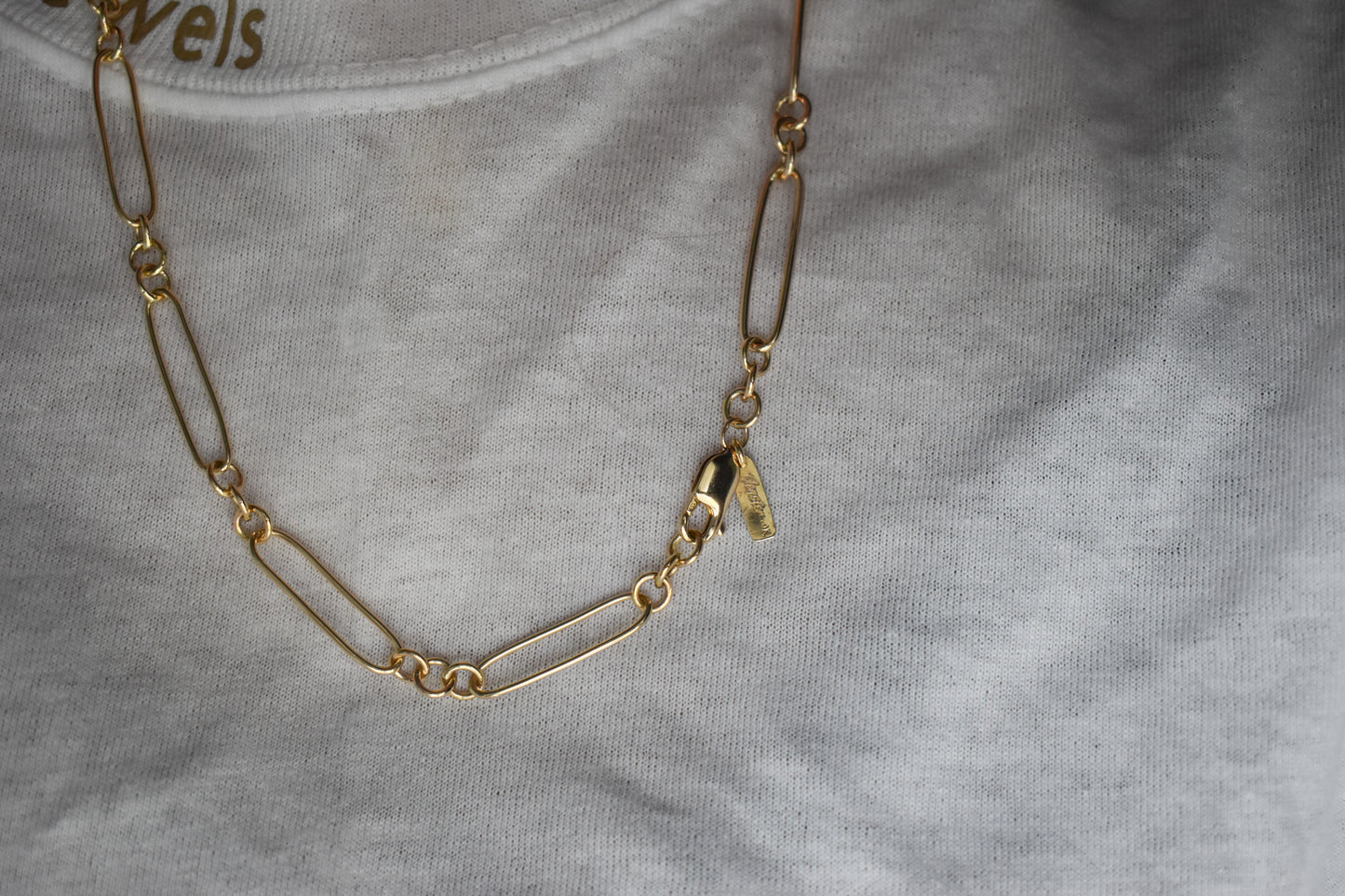 Handmade 14k Yellow Gold Trombone Chain Necklace 20"