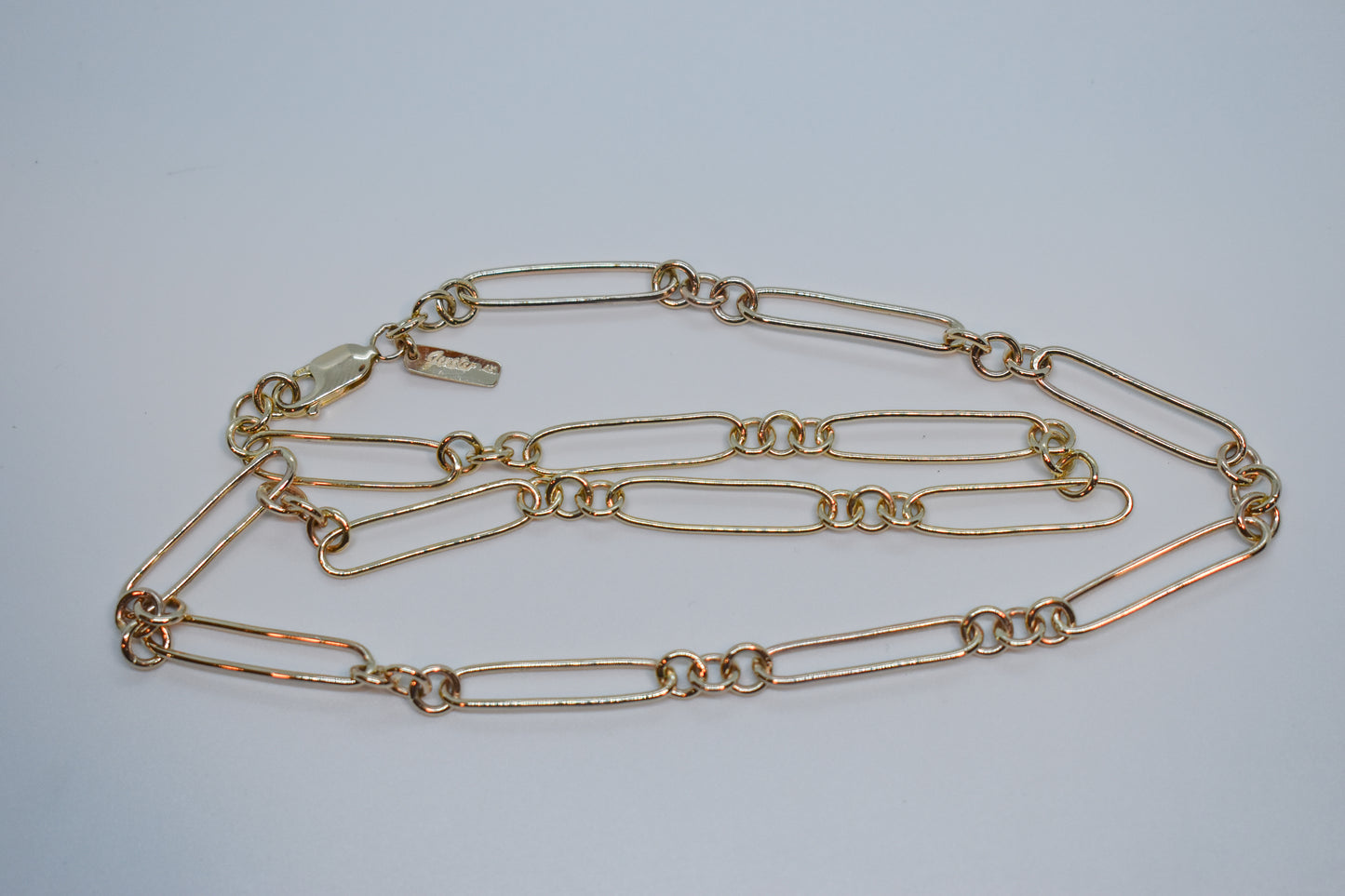 Handmade 14k Yellow Gold Trombone Chain Necklace 20"