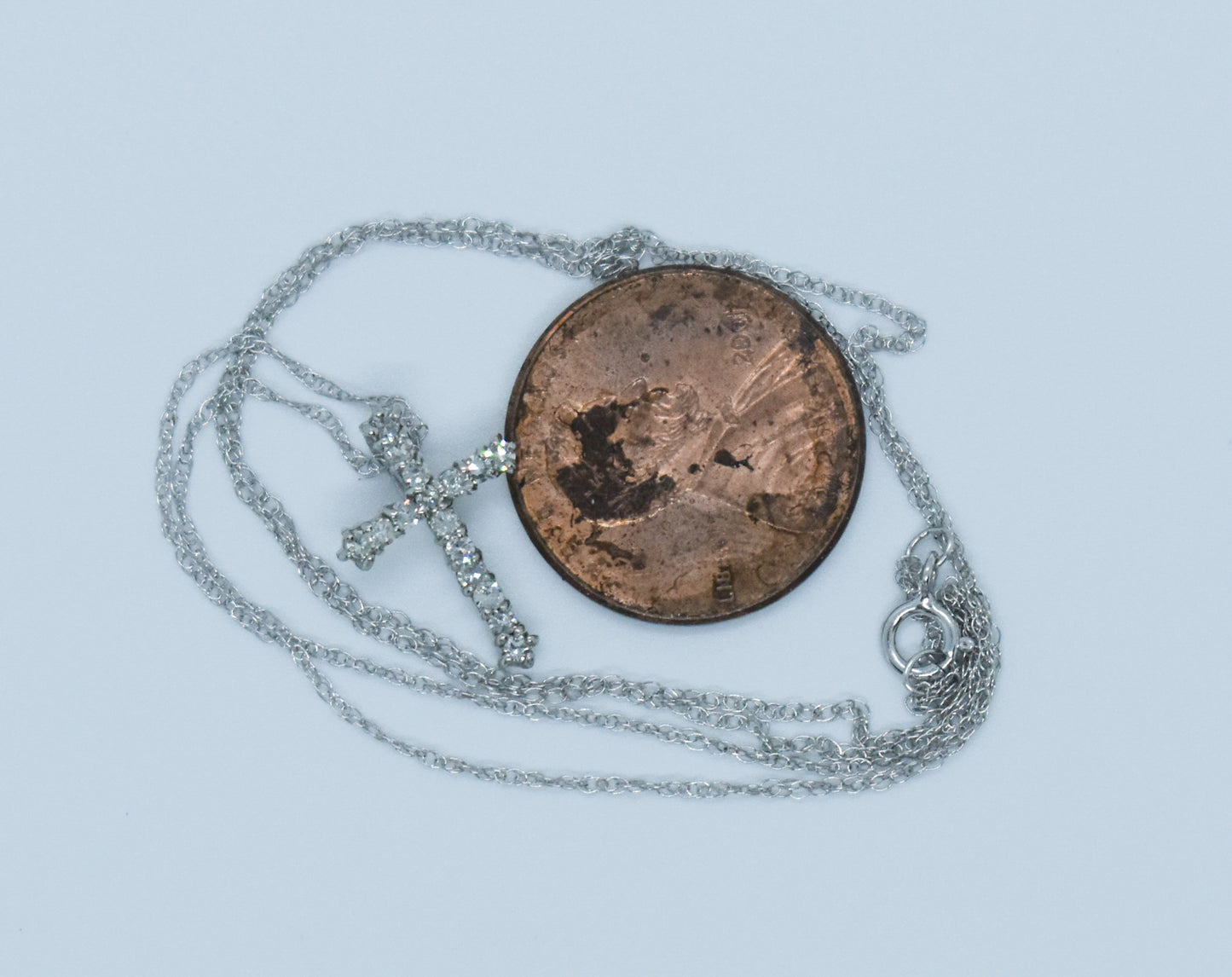 Vintage Platinum Diamond Cross Necklace .25 CTW 18"