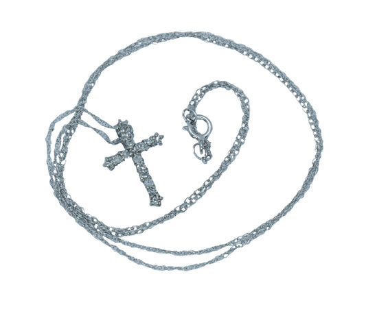 Vintage Platinum Diamond Cross Necklace .25 CTW 18"