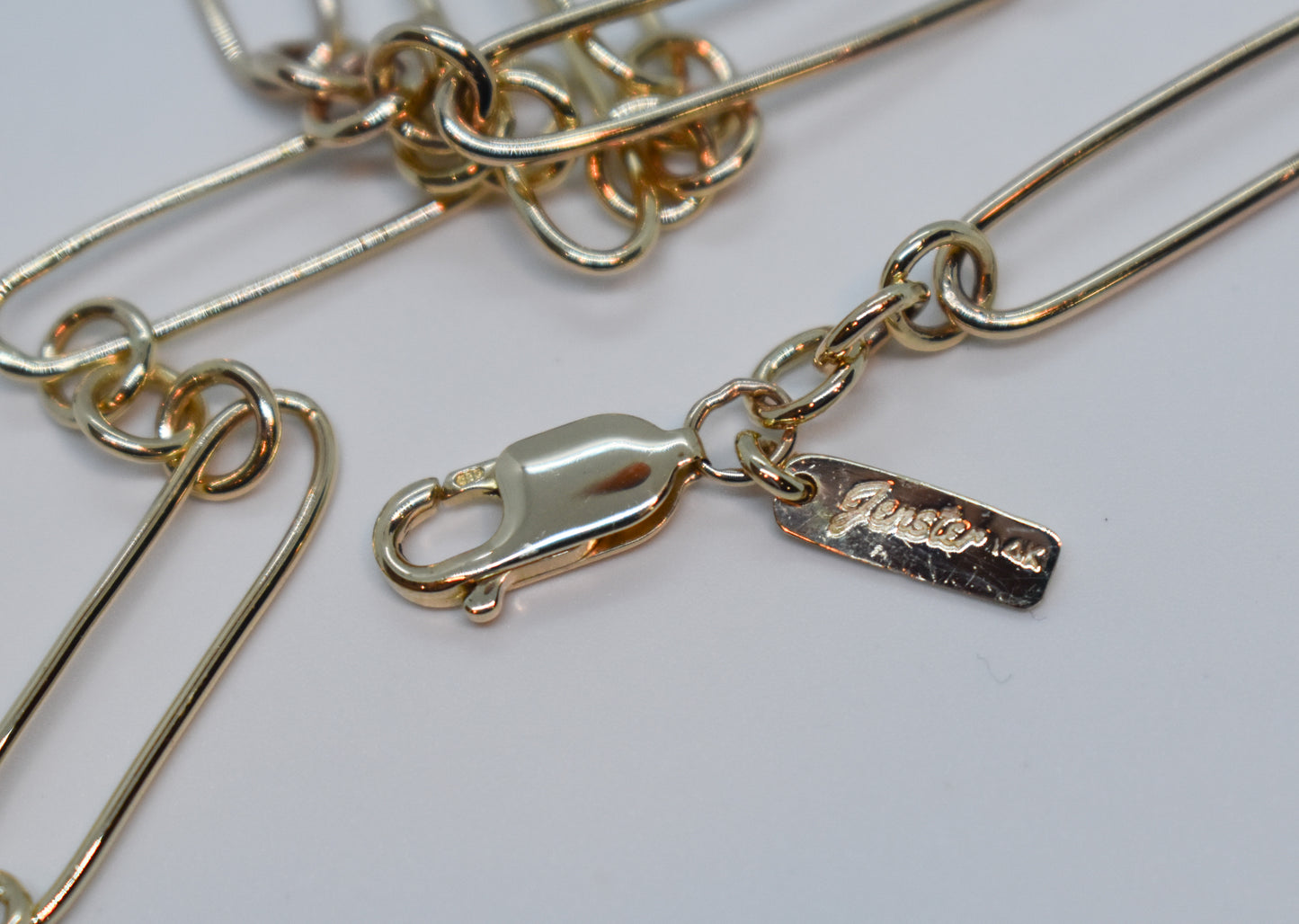 Handmade 14k Yellow Gold Trombone Chain Necklace 20"