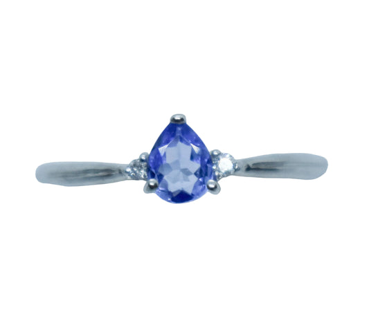 Vintage Platinum Tanzanite & Diamond Ring Size 7