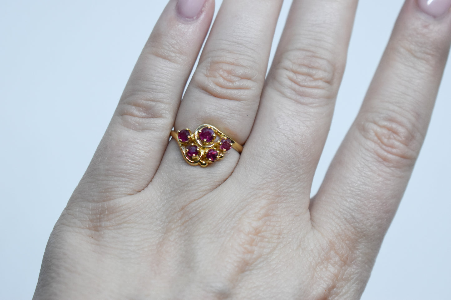 Vintage 14k Yellow Gold Ruby Ring Size 5 3/4