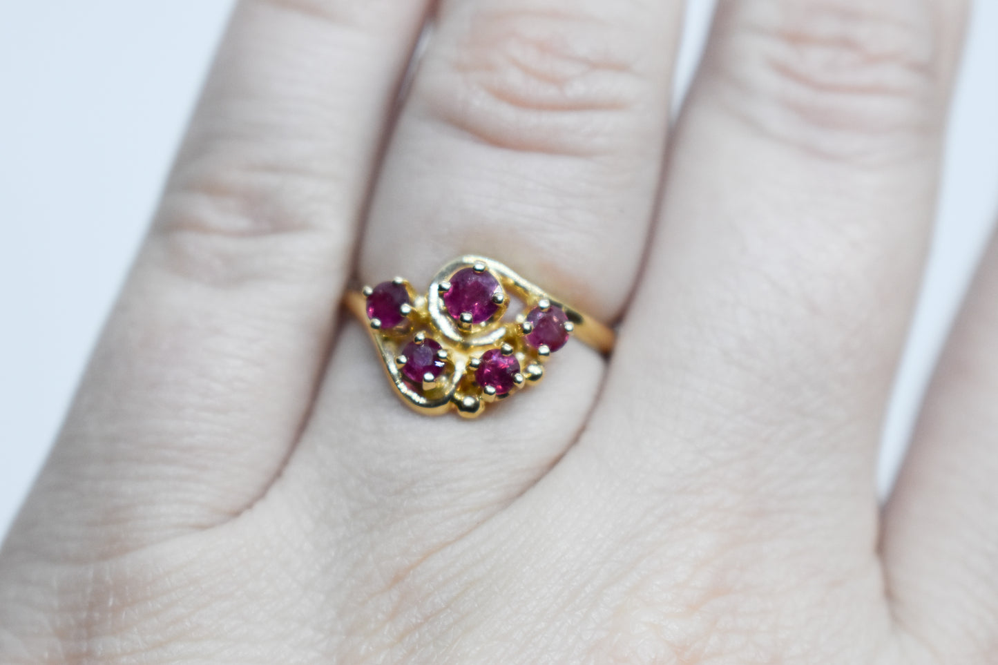 Vintage 14k Yellow Gold Ruby Ring Size 5 3/4