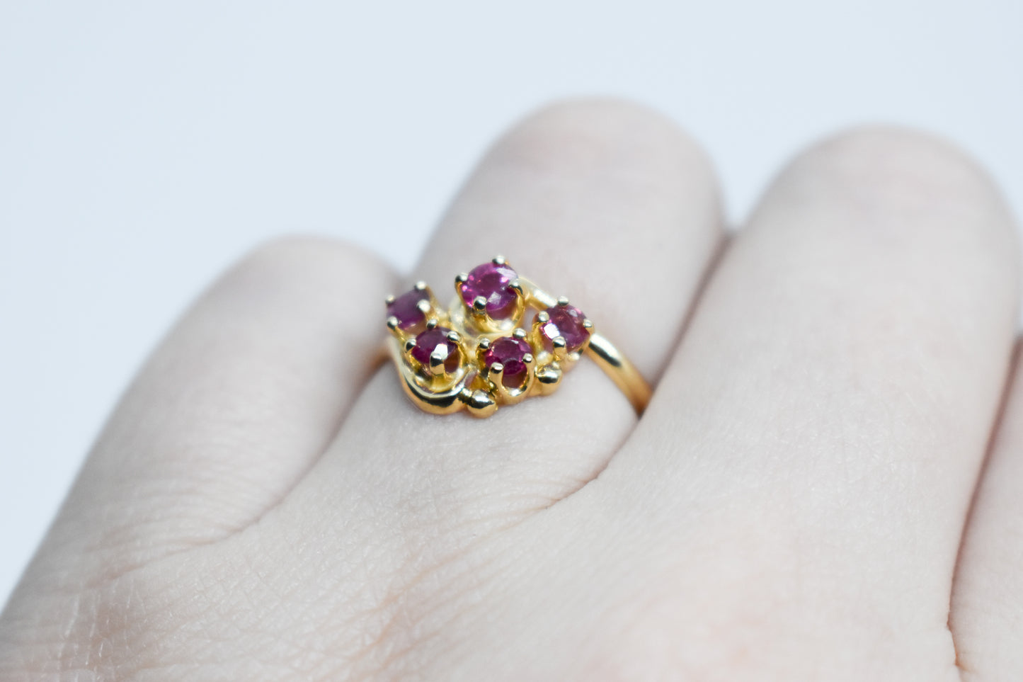 Vintage 14k Yellow Gold Ruby Ring Size 5 3/4
