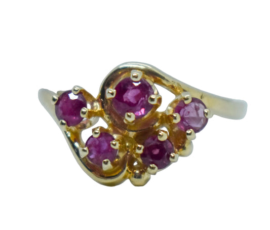 Vintage 14k Yellow Gold Ruby Ring Size 5 3/4