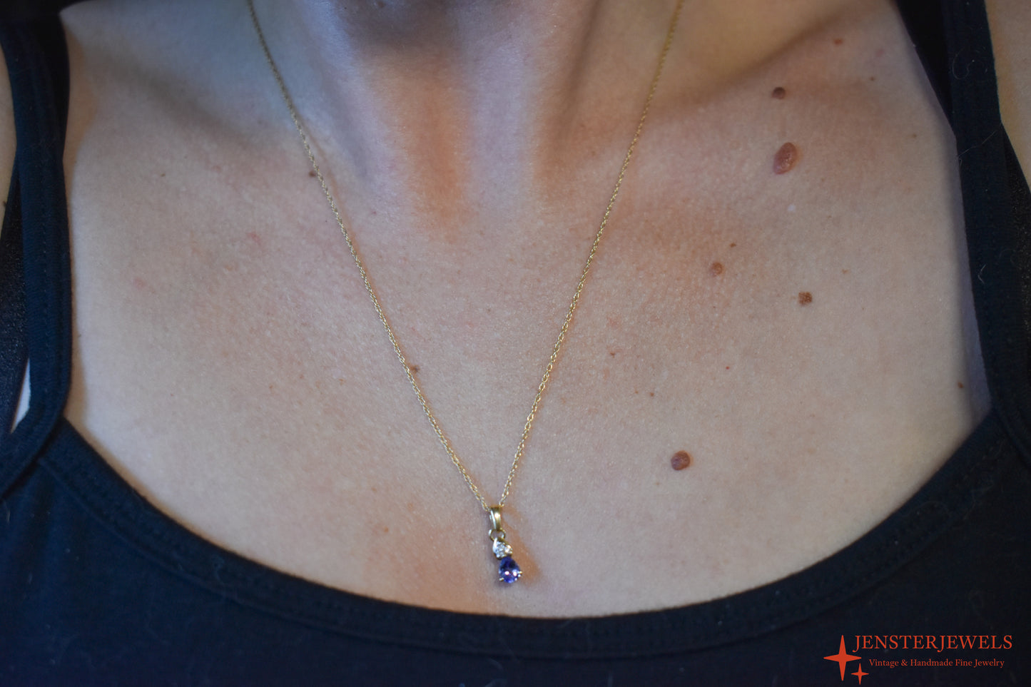 Vintage 14k Yellow Gold Tanzanite & Diamond Necklace – STS