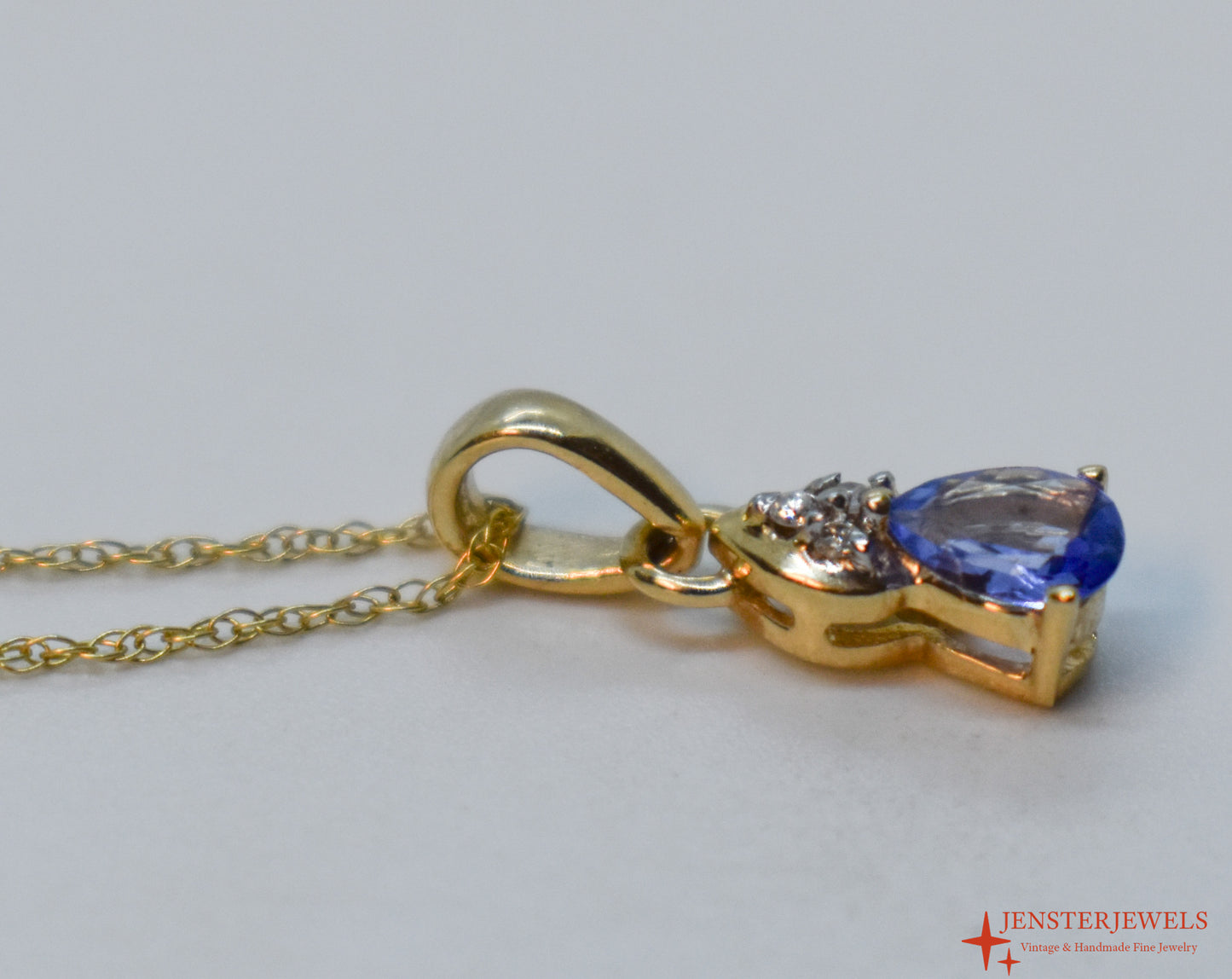 Vintage 14k Yellow Gold Tanzanite & Diamond Necklace – STS