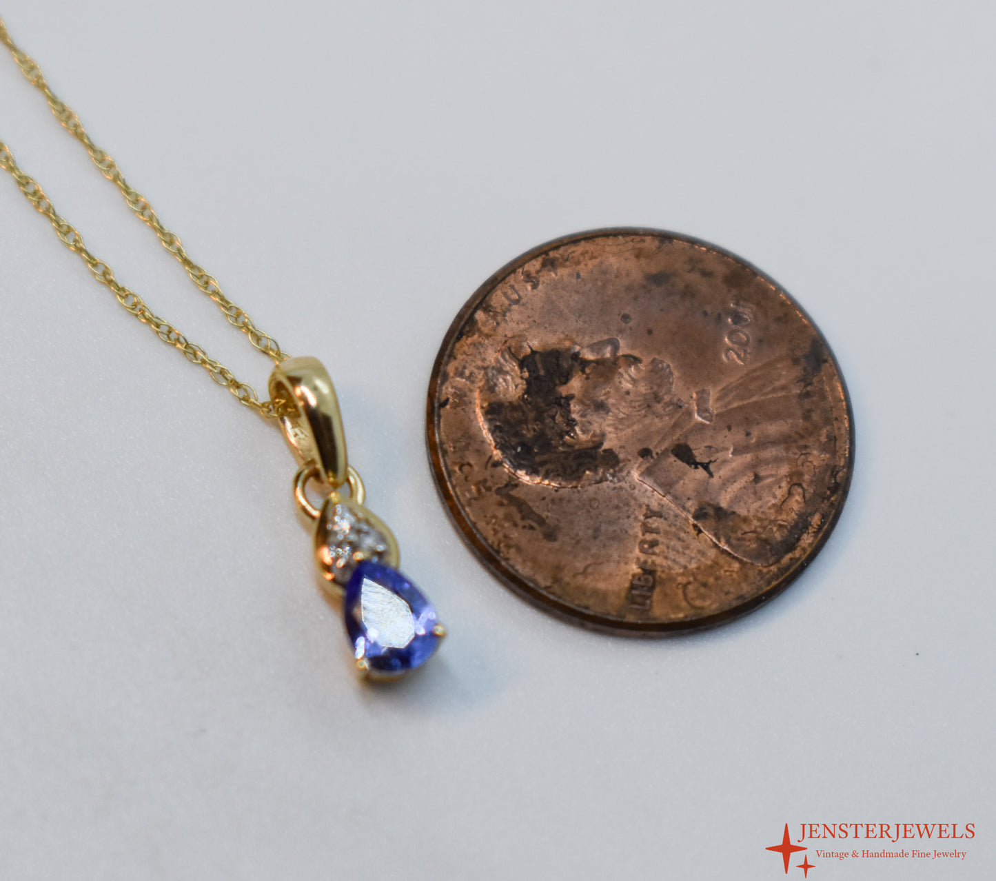 Vintage 14k Yellow Gold Tanzanite & Diamond Necklace – STS