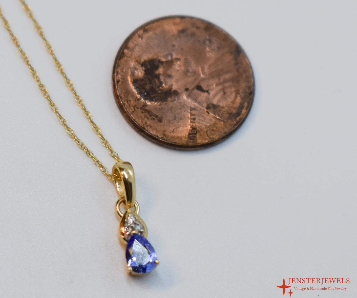 Vintage 14k Yellow Gold Tanzanite & Diamond Necklace – STS