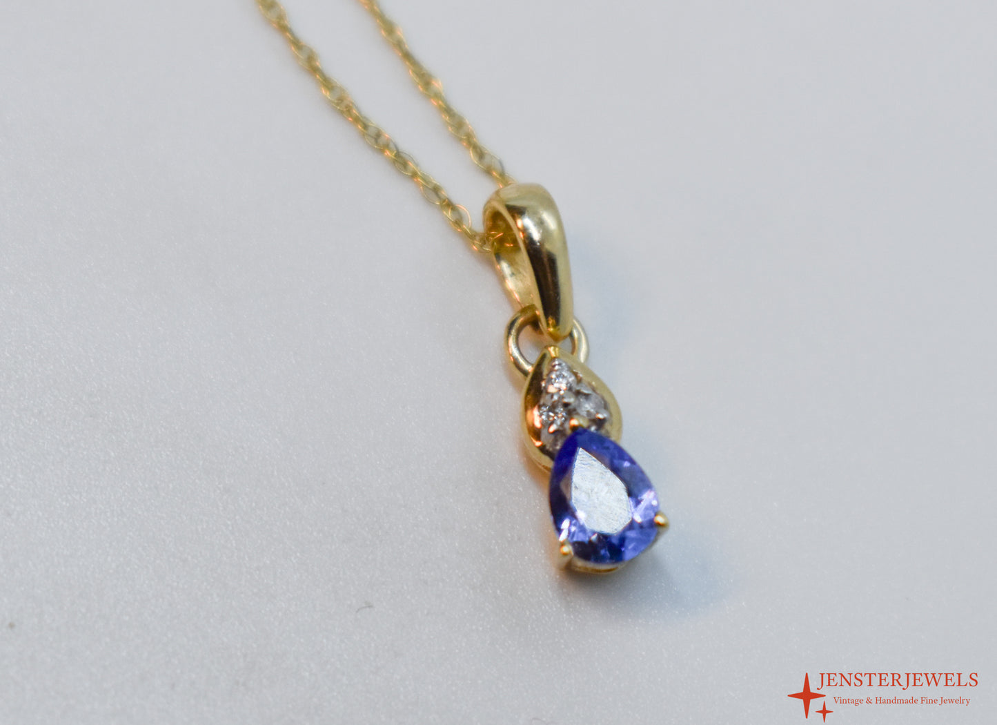 Vintage 14k Yellow Gold Tanzanite & Diamond Necklace – STS