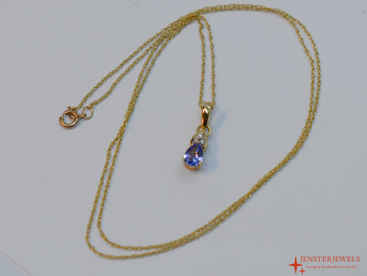 Vintage 14k Yellow Gold Tanzanite & Diamond Necklace – STS