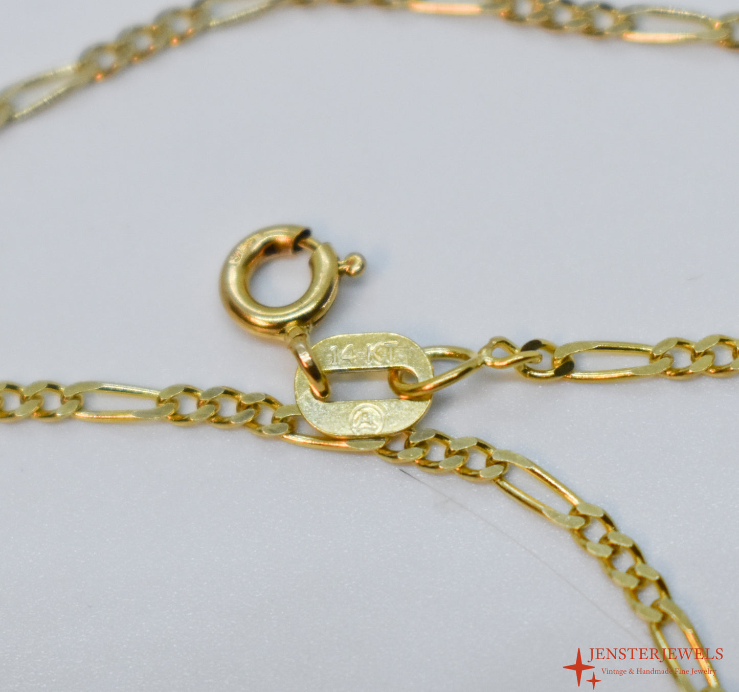 Vintage 14k Yellow Gold Light Figaro Chains 18-24"