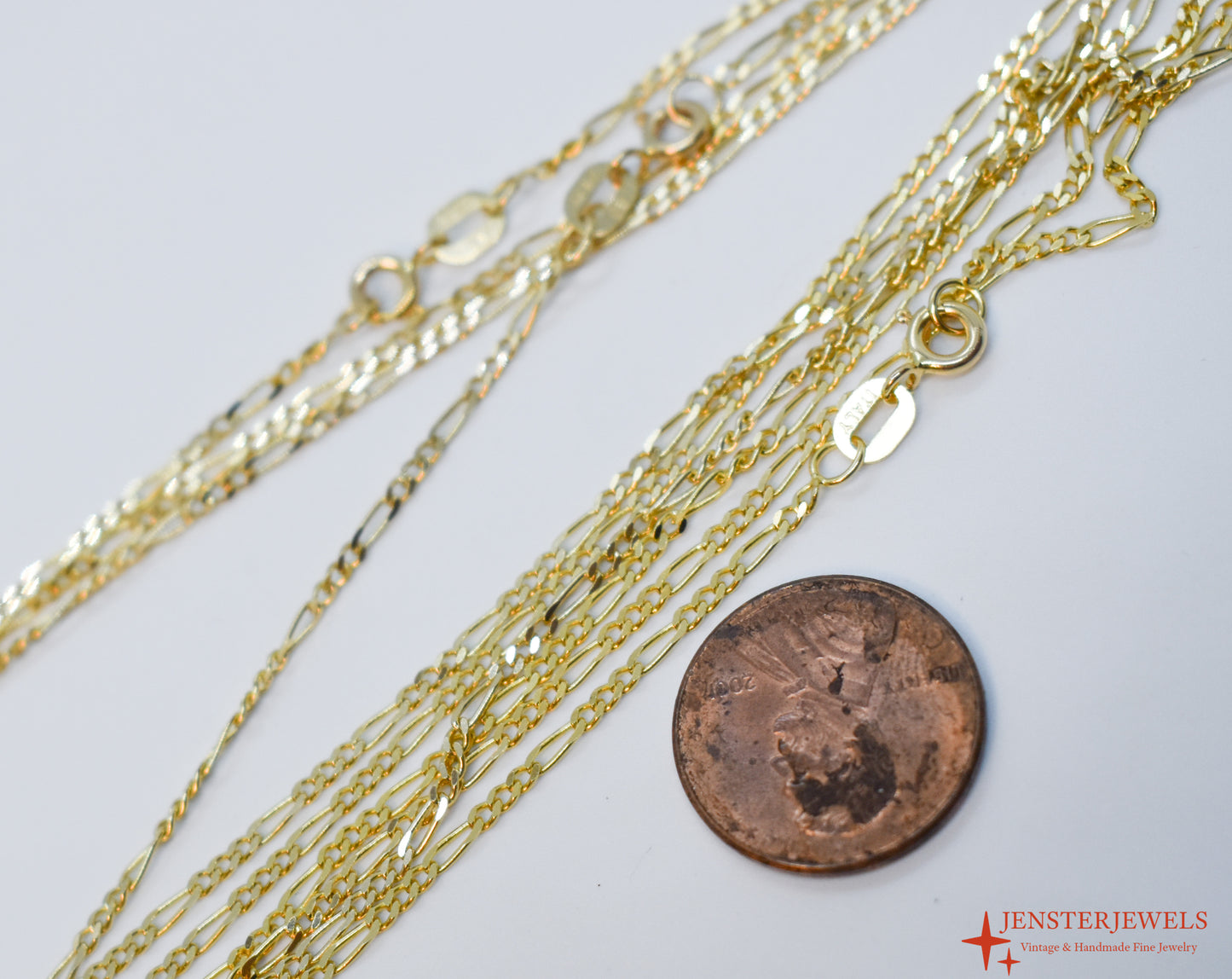Vintage 14k Yellow Gold Light Figaro Chains 18-24"