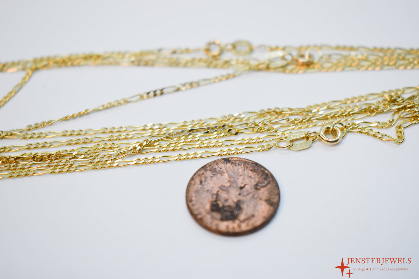Vintage 14k Yellow Gold Light Figaro Chains 18-24"