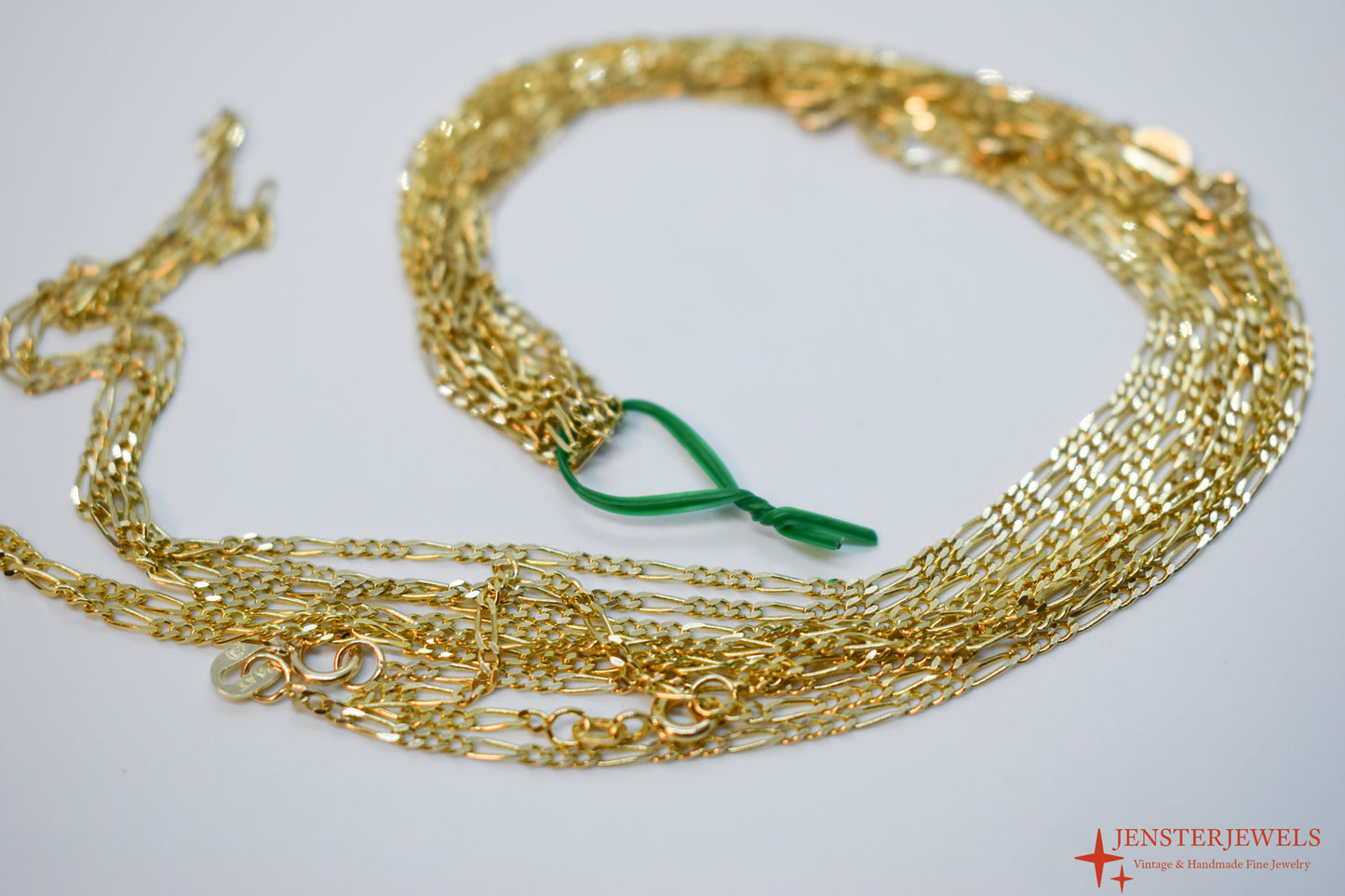 Vintage 14k Yellow Gold Light Figaro Chains 18-24"