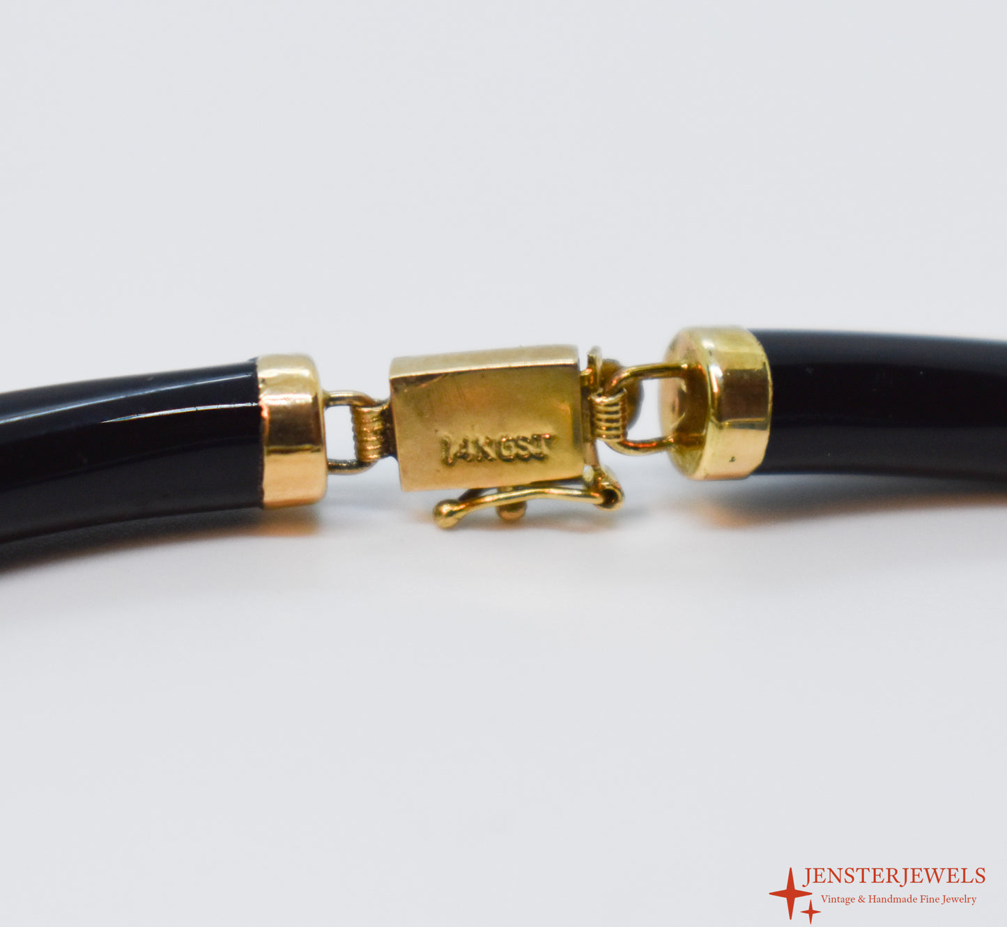 Vintage 14k Yellow Gold Black Onyx Link Bracelet 7"